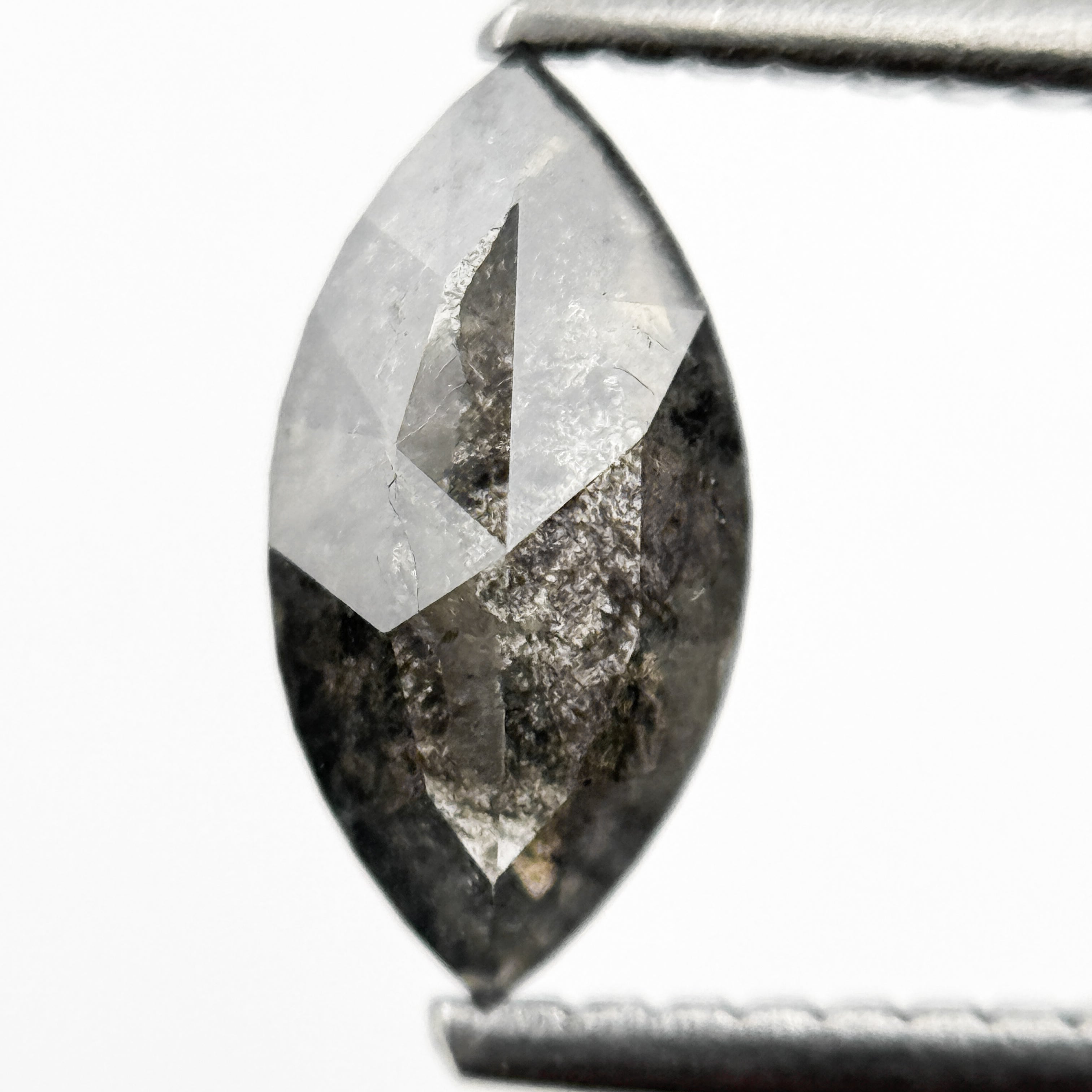 0.82 Ct Marquise Rose Cut Grey Natural Salt and Pepper Diamond