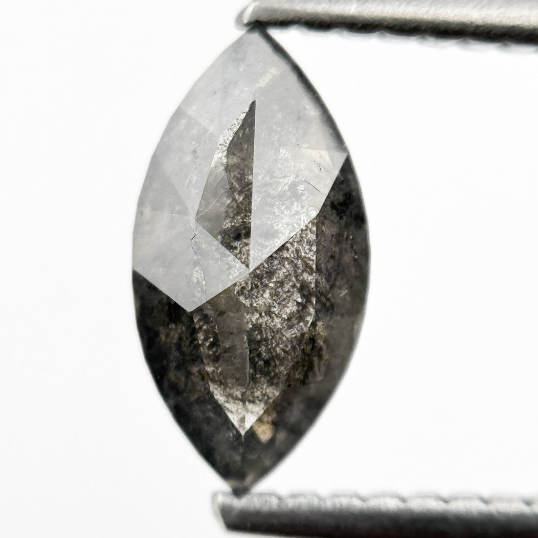 0.82 Ct Marquise Rose Cut Grey Natural Salt and Pepper Diamond