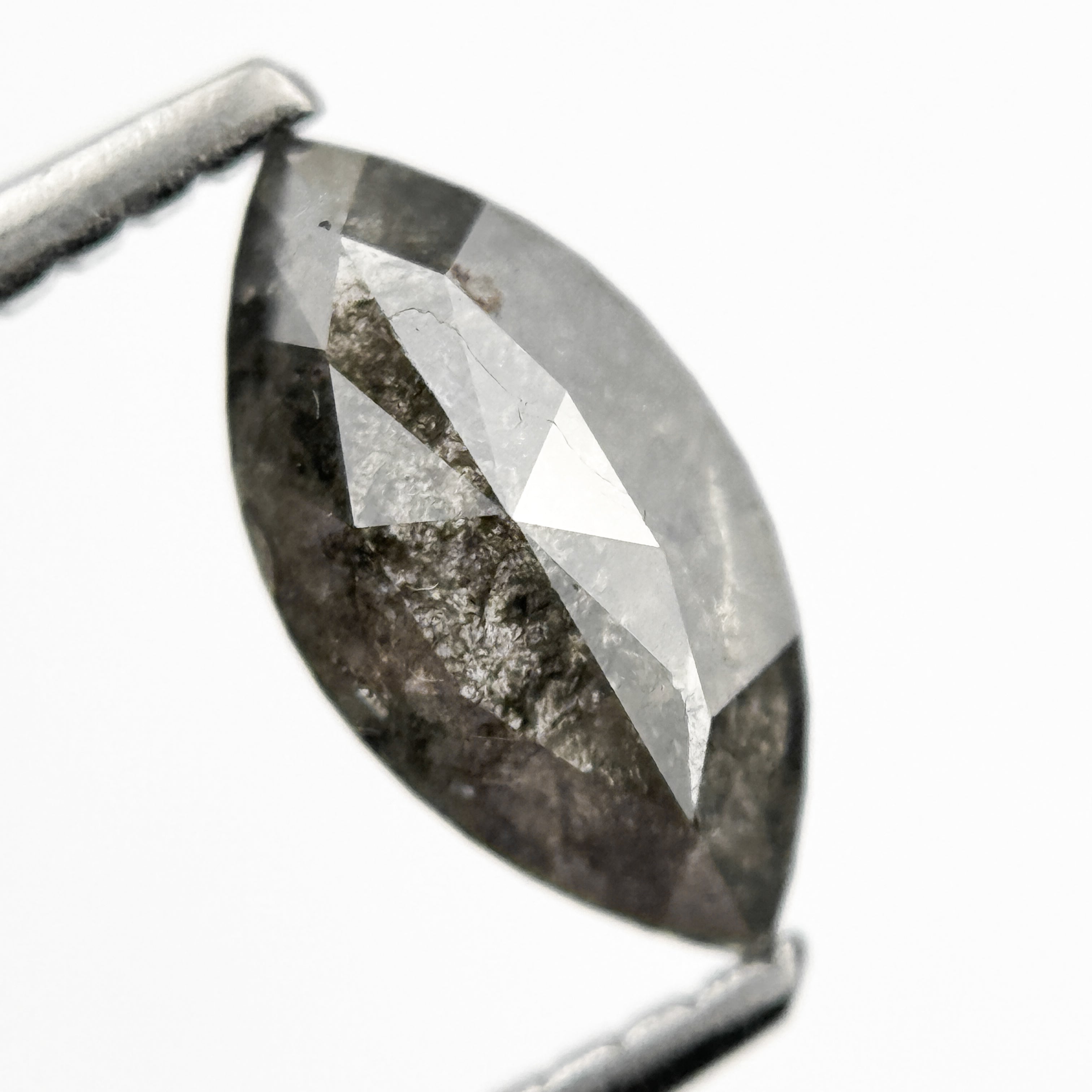 0.82 Ct Marquise Rose Cut Grey Natural Salt and Pepper Diamond