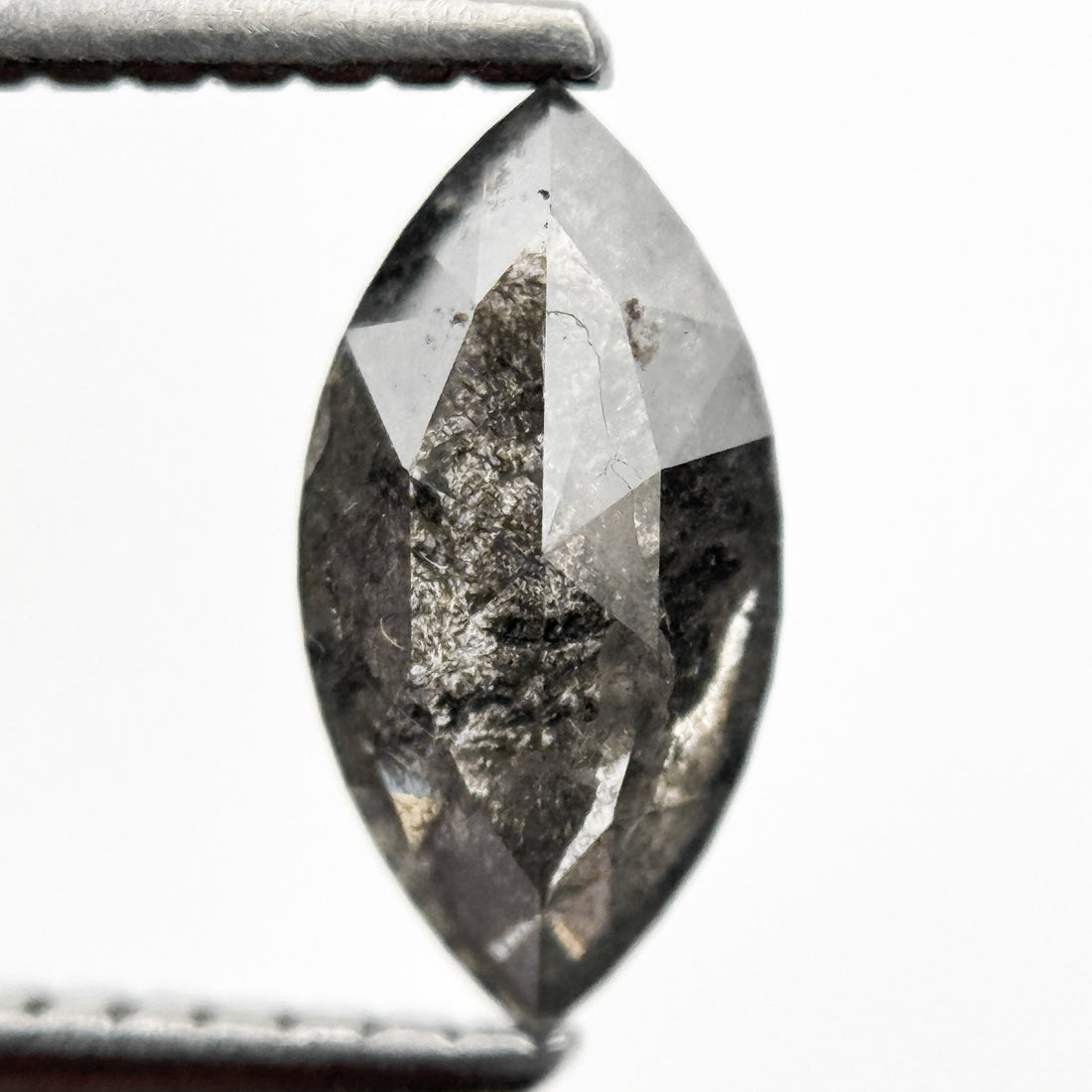 0.82 Ct Marquise Rose Cut Grey Natural Salt and Pepper Diamond