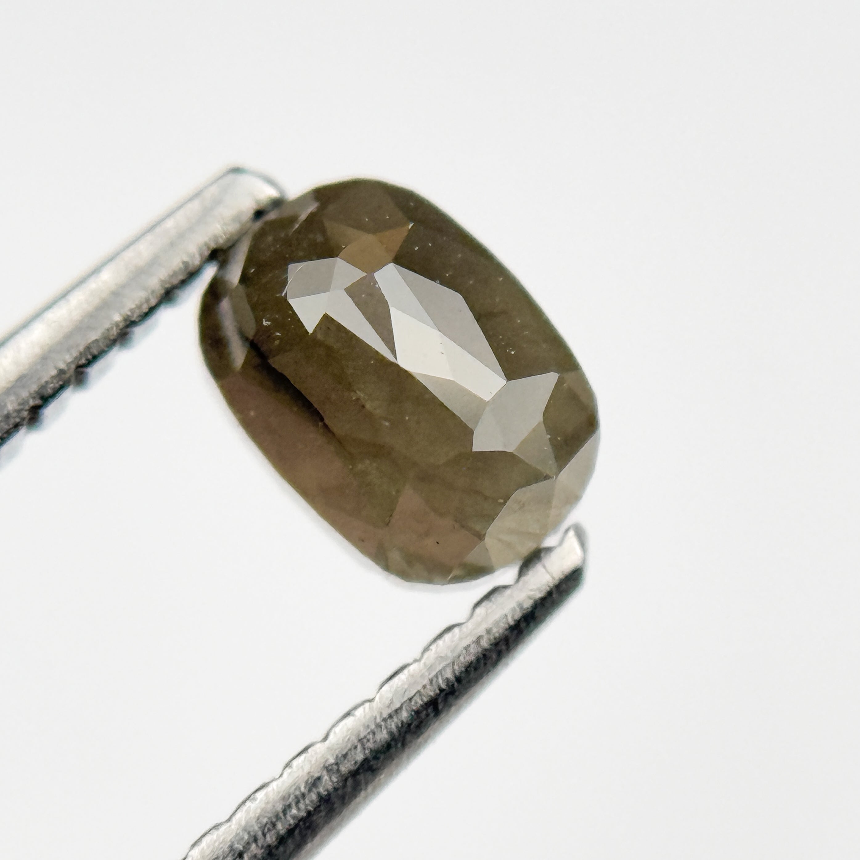 0.79 Ct Oval Rose Cut Grey Natural Salt and Pepper Diamond