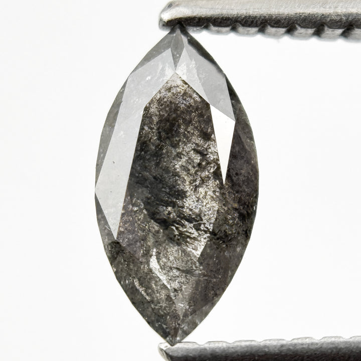 0.82 Ct Marquise Rose Cut Grey Natural Salt and Pepper Diamond