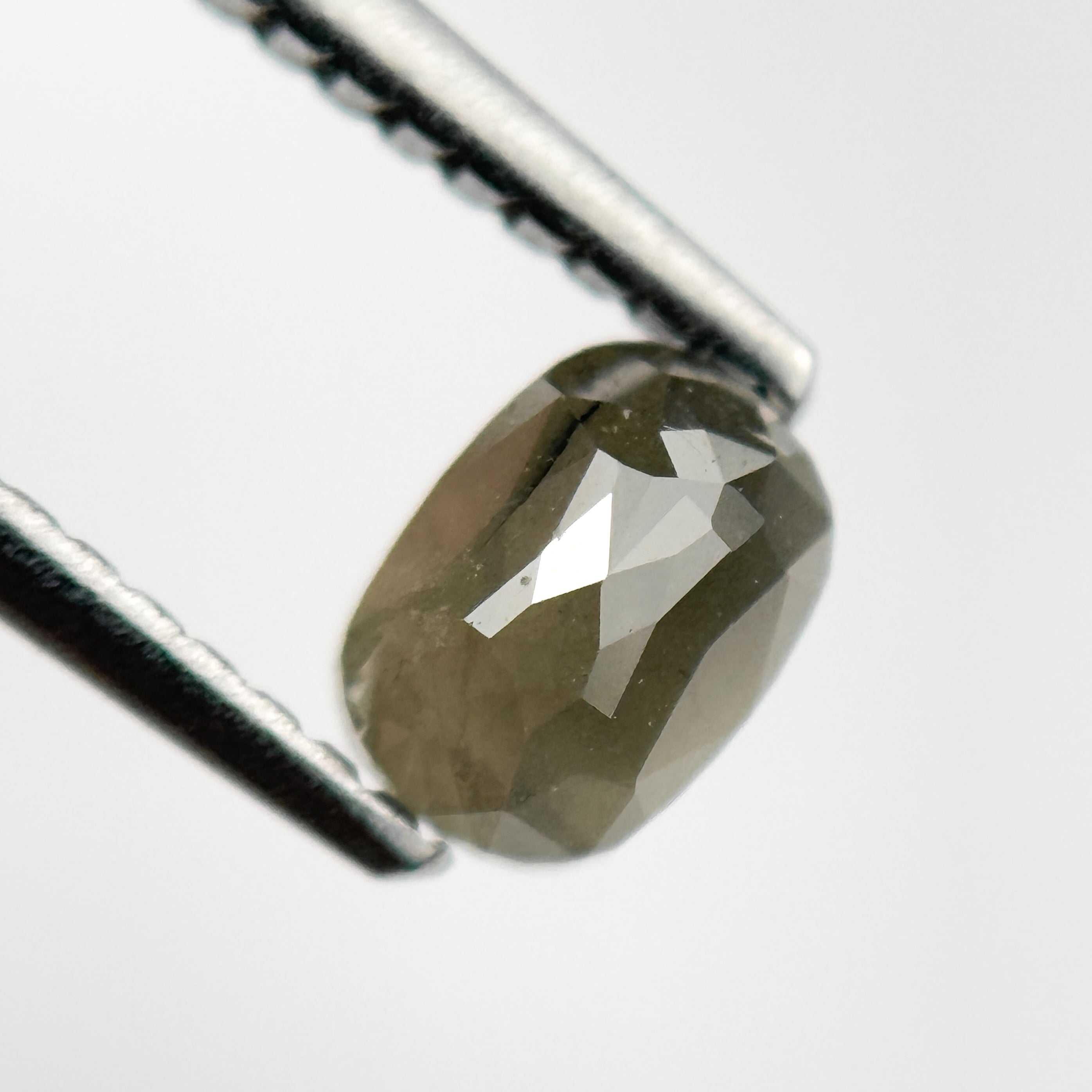 0.79 Ct Oval Rose Cut Grey Natural Salt and Pepper Diamond