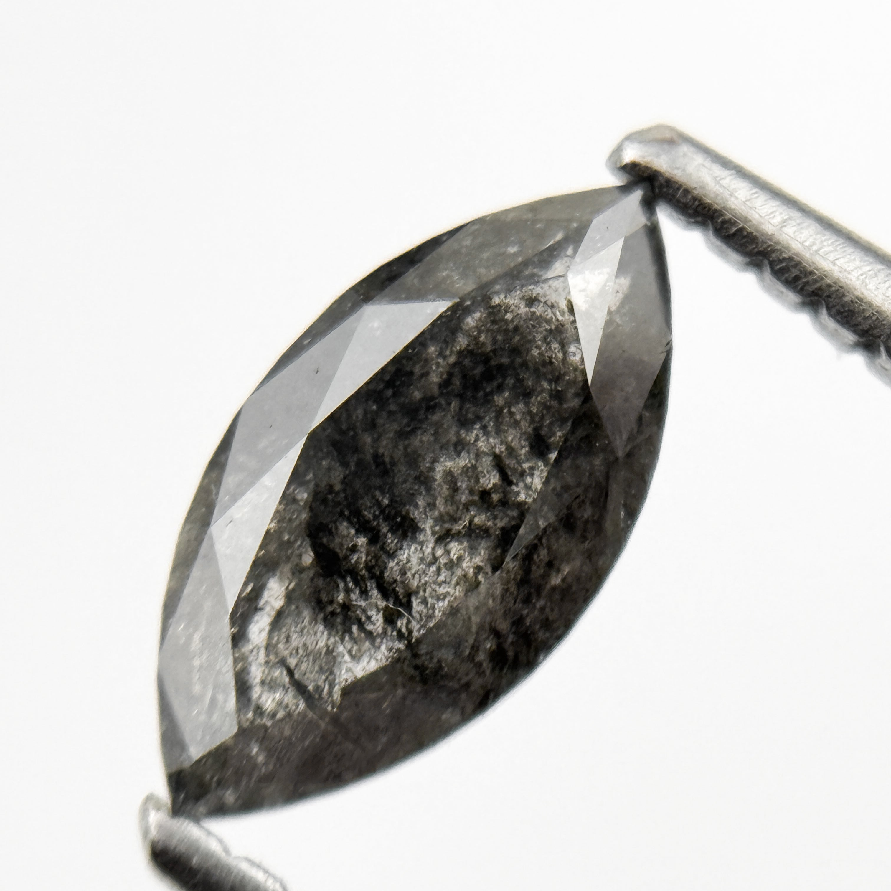 0.82 Ct Marquise Rose Cut Grey Natural Salt and Pepper Diamond