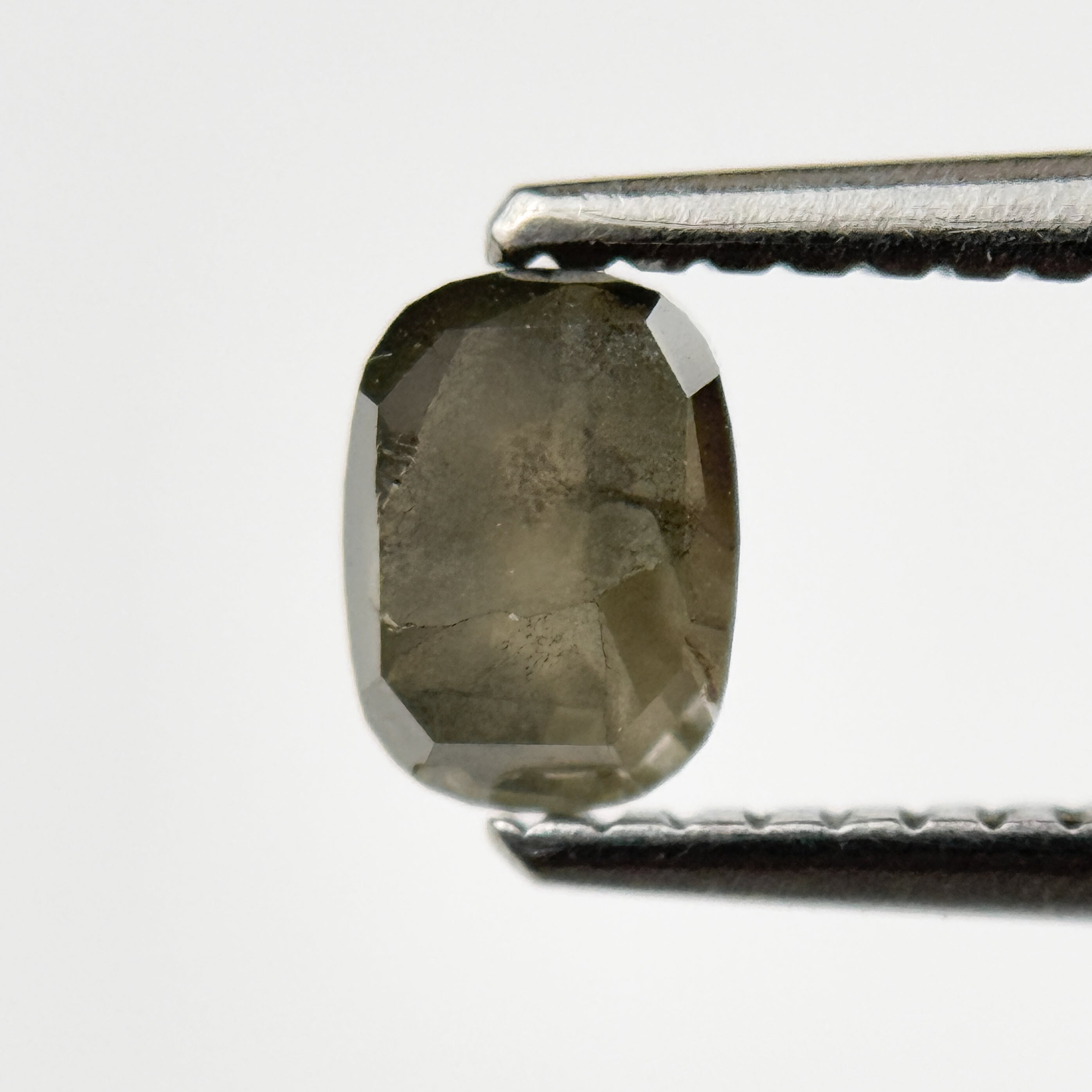 0.79 Ct Oval Rose Cut Grey Natural Salt and Pepper Diamond