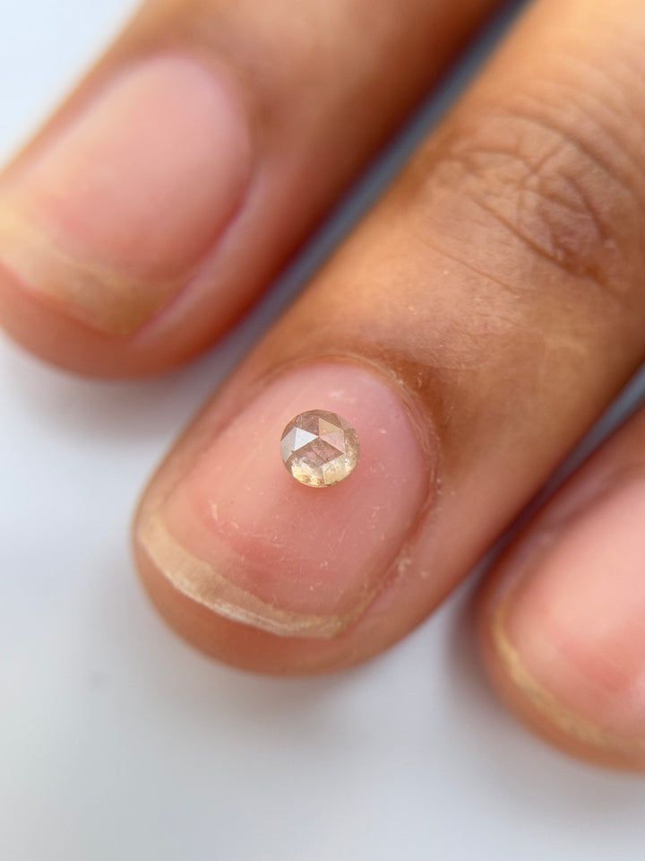 0.20 Ct Round Rose Cut Milky White Natural Salt and Pepper Diamond