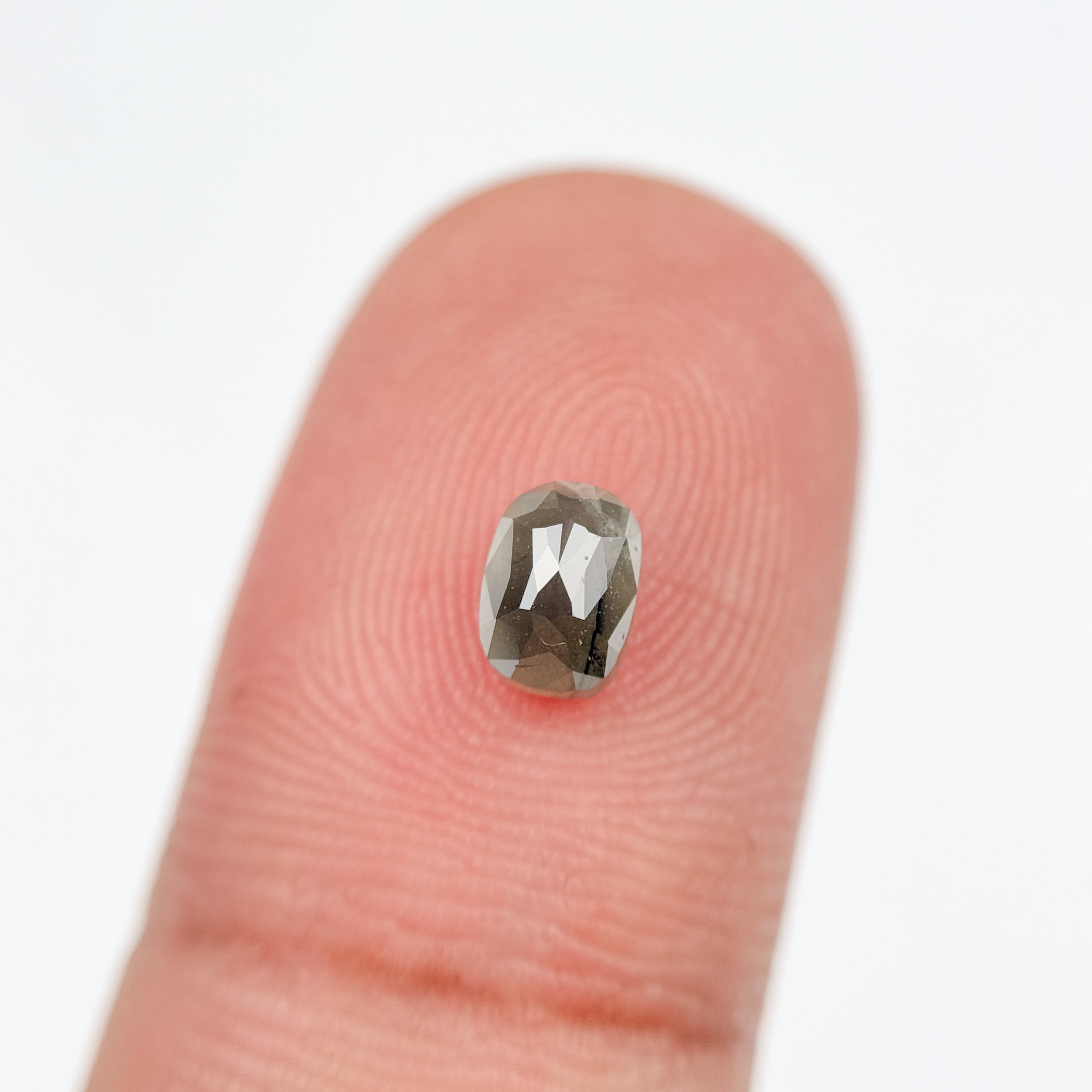 0.79 Ct Oval Rose Cut Grey Natural Salt and Pepper Diamond