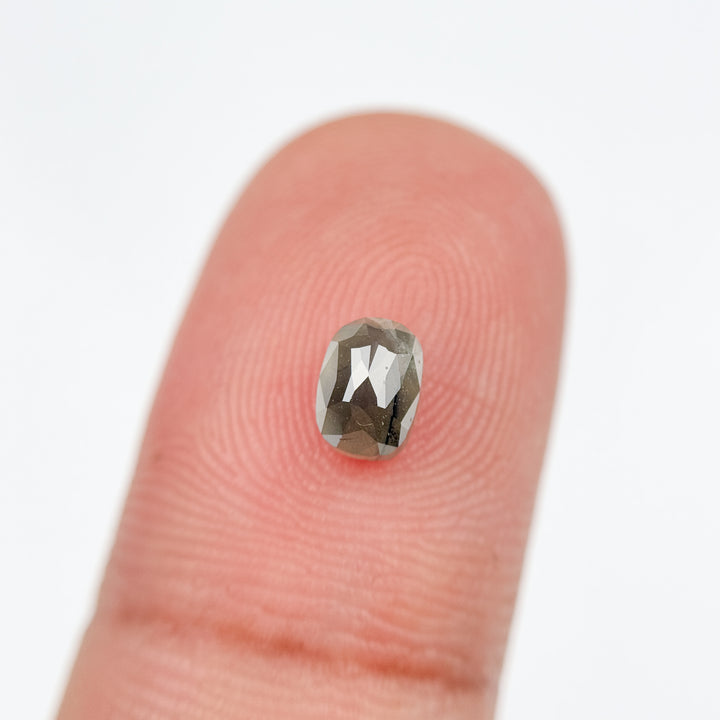 0.79 Ct Oval Rose Cut Grey Natural Salt and Pepper Diamond