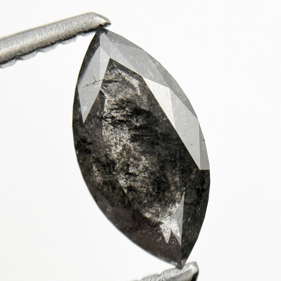 0.82 Ct Marquise Rose Cut Grey Natural Salt and Pepper Diamond