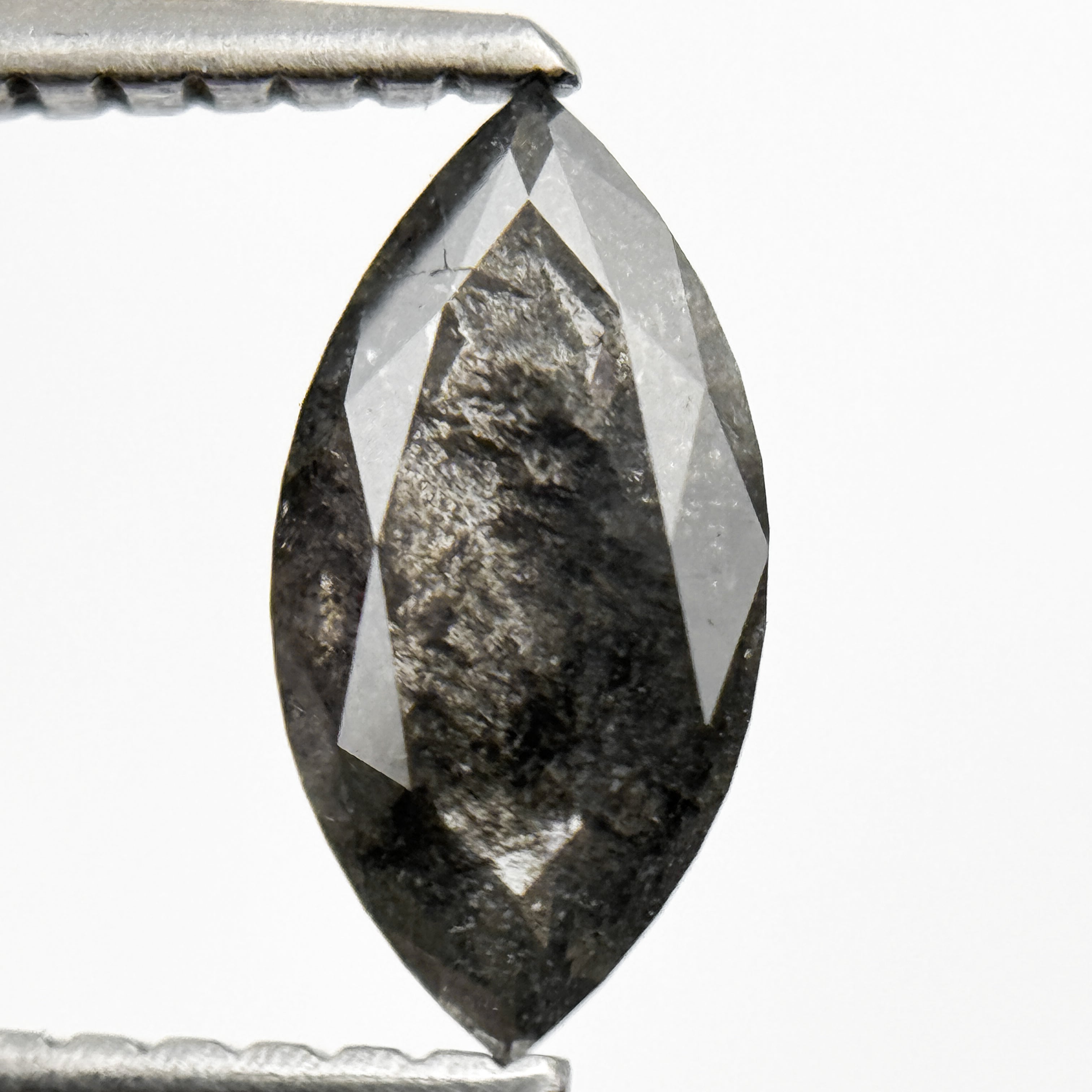 0.82 Ct Marquise Rose Cut Grey Natural Salt and Pepper Diamond