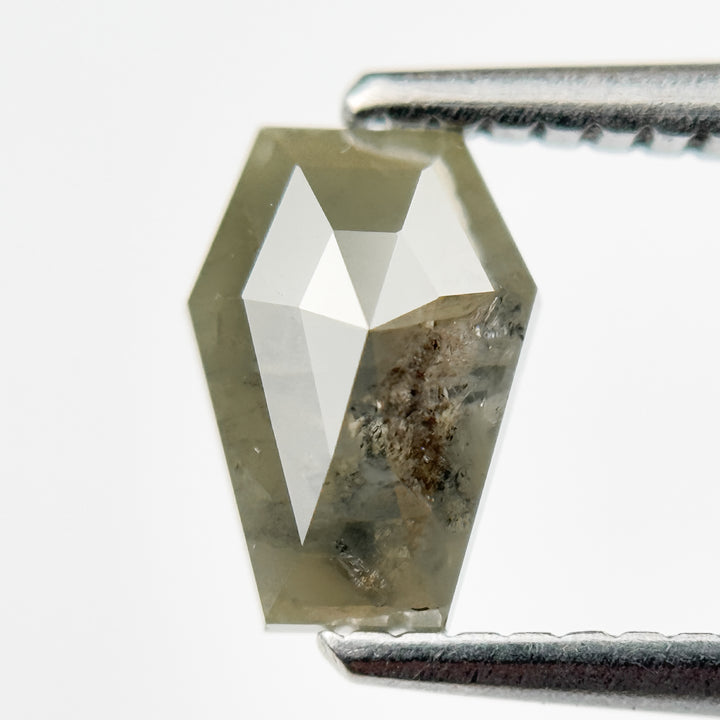 1.13 Ct Coffin Rose Cut Grey Natural Salt and Pepper Diamond