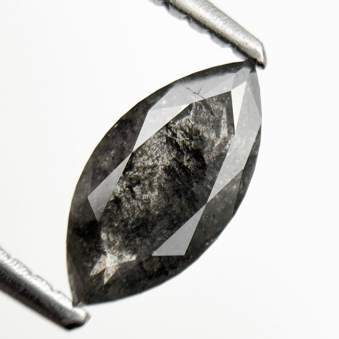 0.82 Ct Marquise Rose Cut Grey Natural Salt and Pepper Diamond