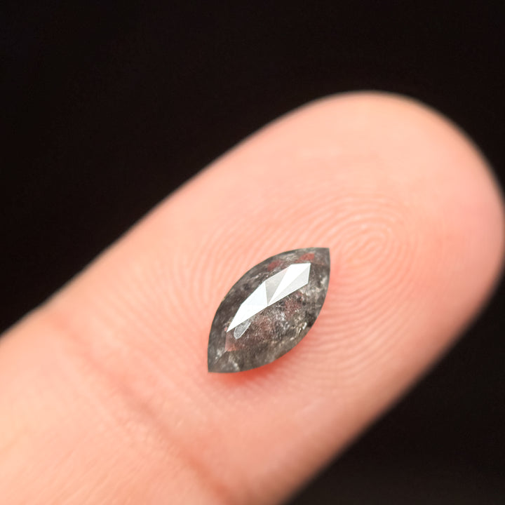 0.82 Ct Marquise Rose Cut Grey Natural Salt and Pepper Diamond
