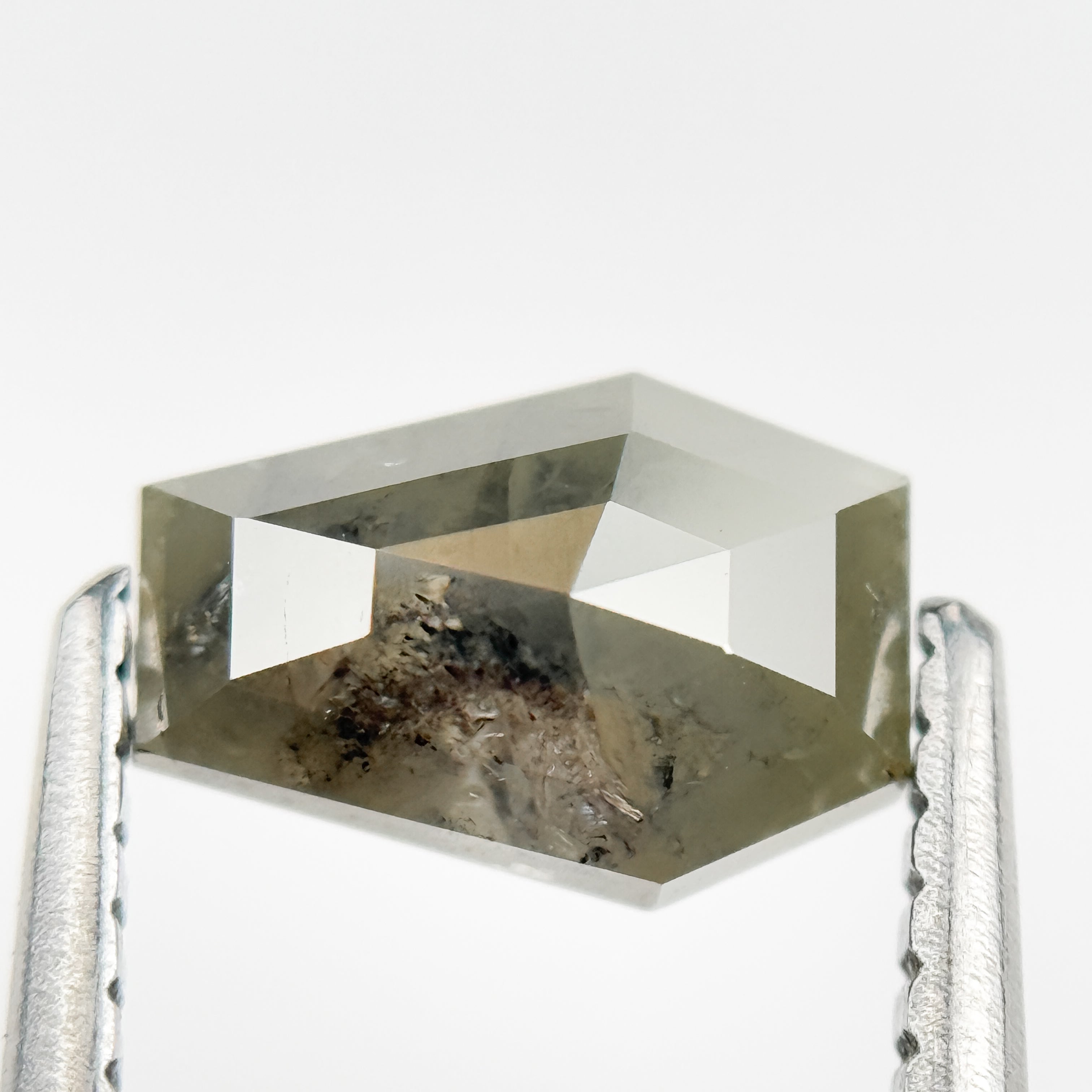 1.13 Ct Coffin Rose Cut Grey Natural Salt and Pepper Diamond