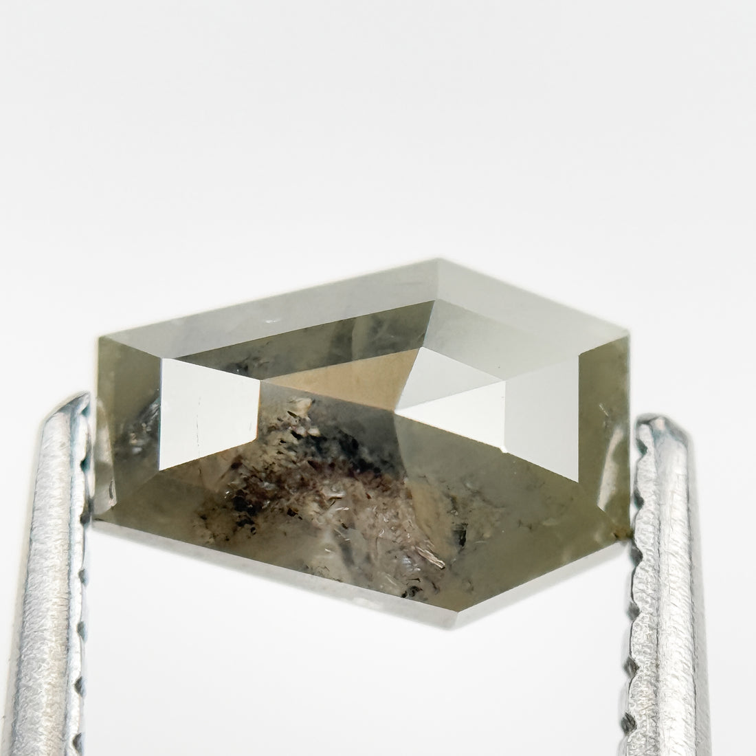 1.13 Ct Coffin Rose Cut Grey Natural Salt and Pepper Diamond