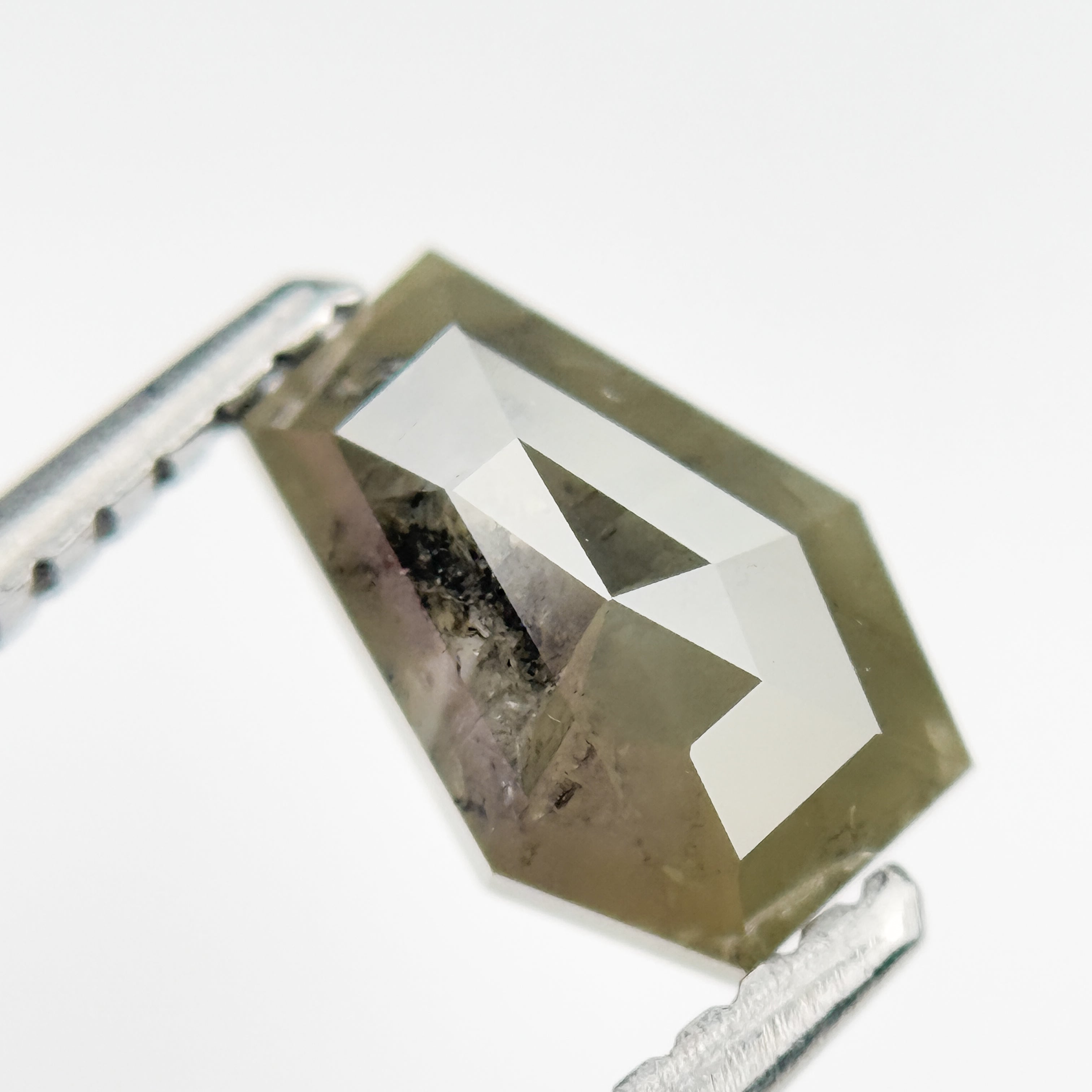 1.13 Ct Coffin Rose Cut Grey Natural Salt and Pepper Diamond
