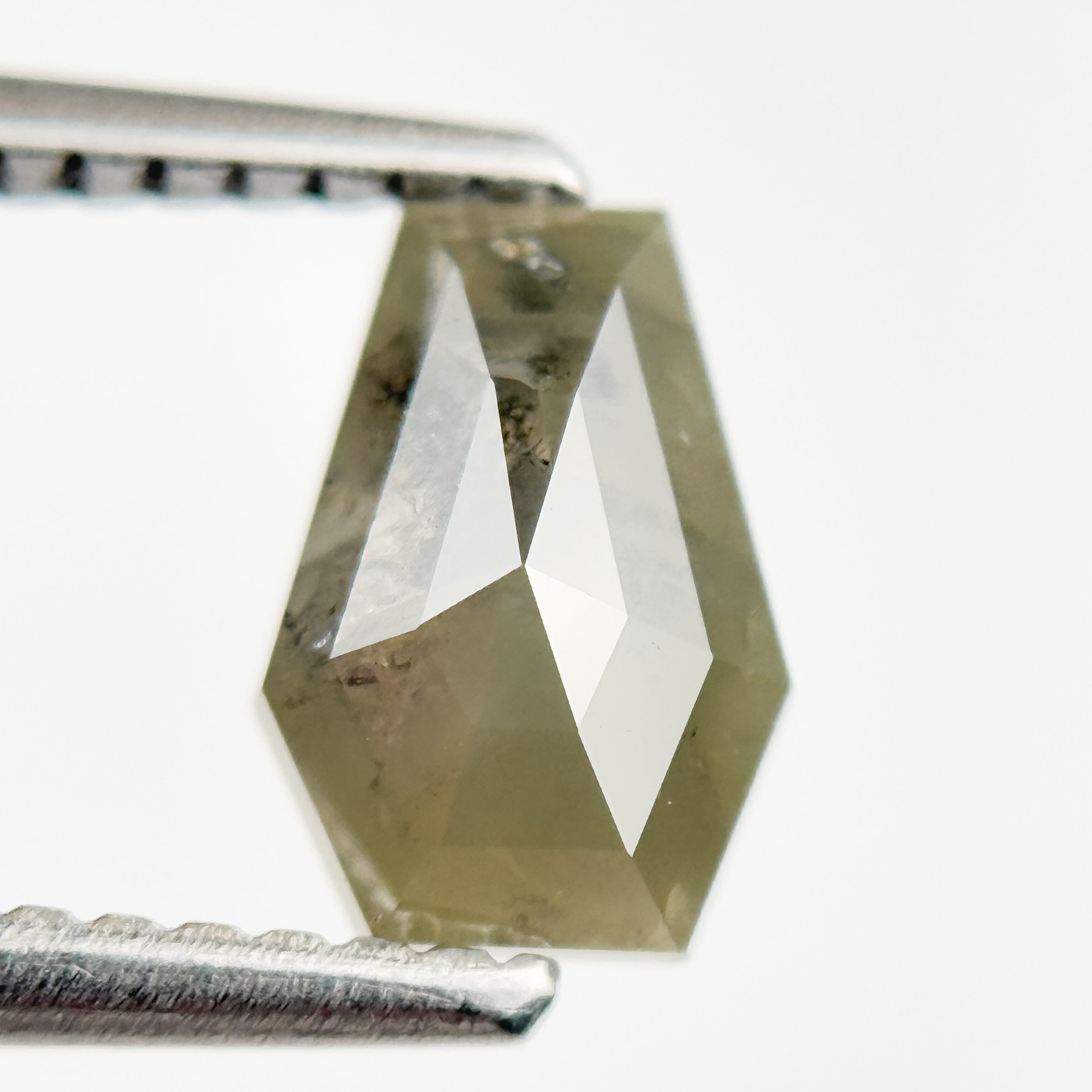 1.13 Ct Coffin Rose Cut Grey Natural Salt and Pepper Diamond