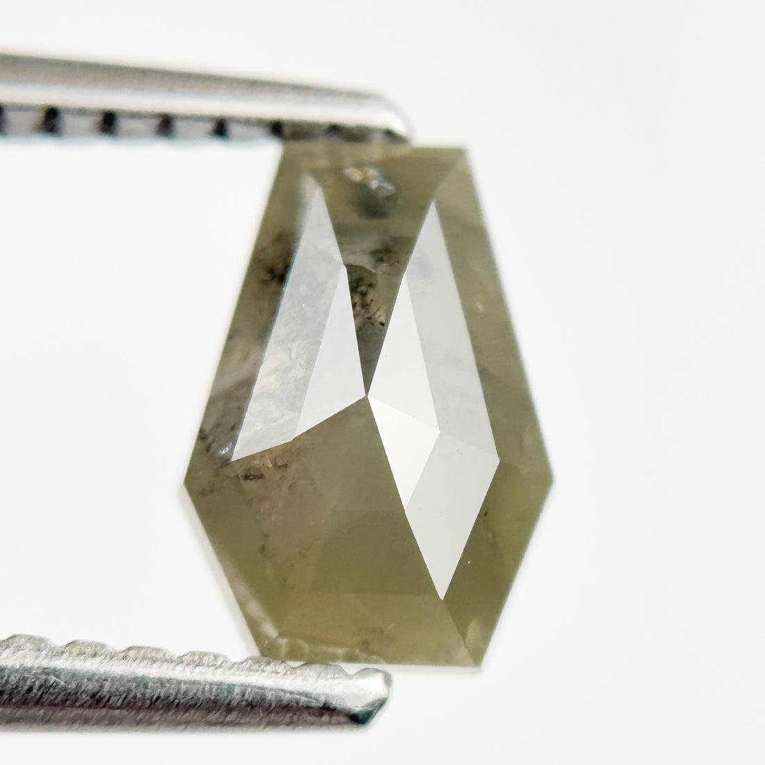 1.13 Ct Coffin Rose Cut Grey Natural Salt and Pepper Diamond