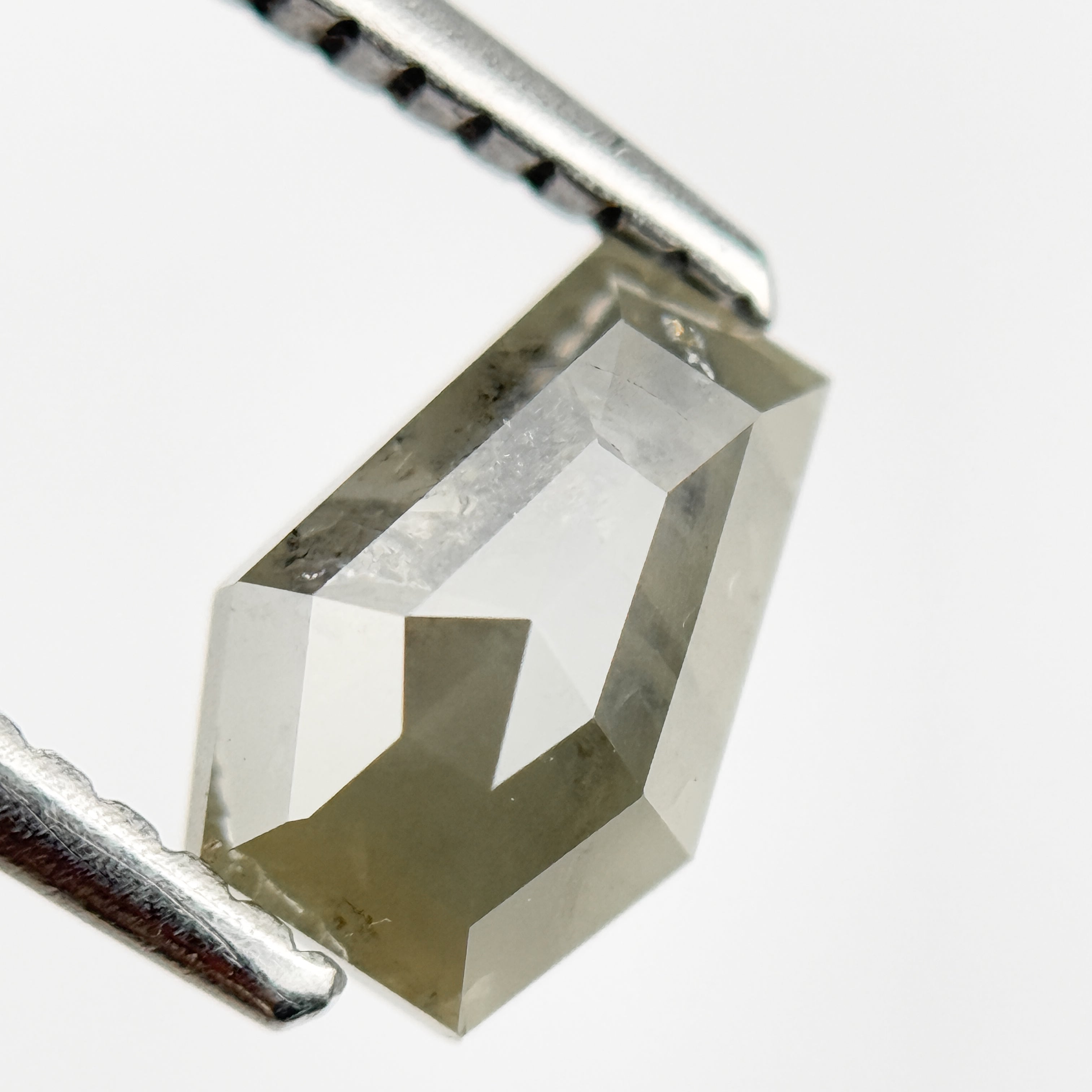 1.13 Ct Coffin Rose Cut Grey Natural Salt and Pepper Diamond