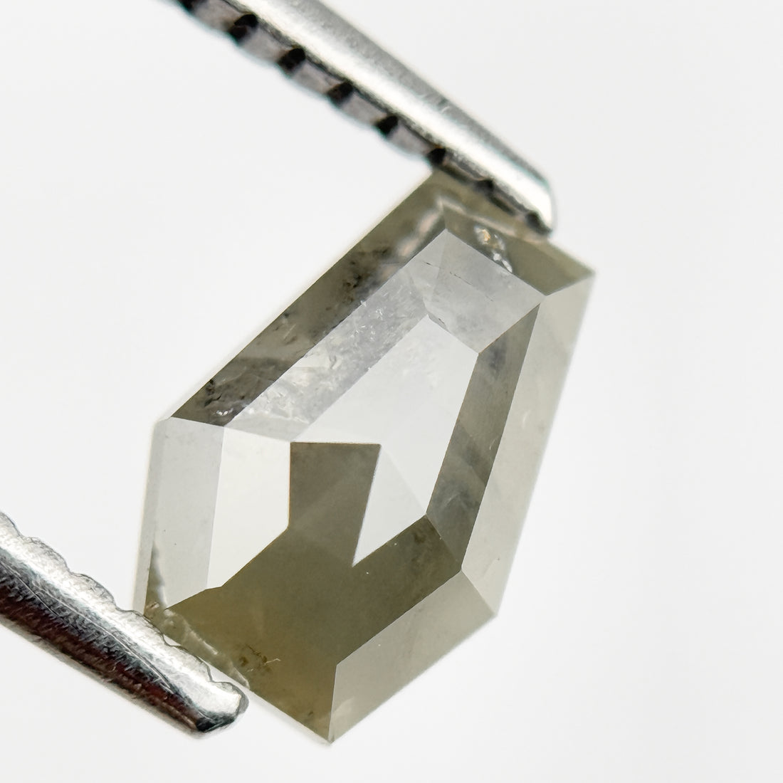 1.13 Ct Coffin Rose Cut Grey Natural Salt and Pepper Diamond