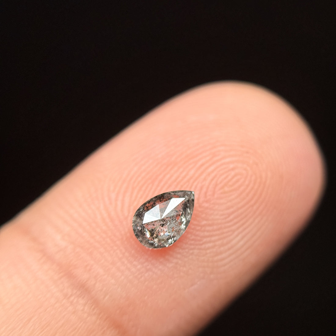 0.43 Ct Pear Rose Cut Grey Natural Unique Diamond