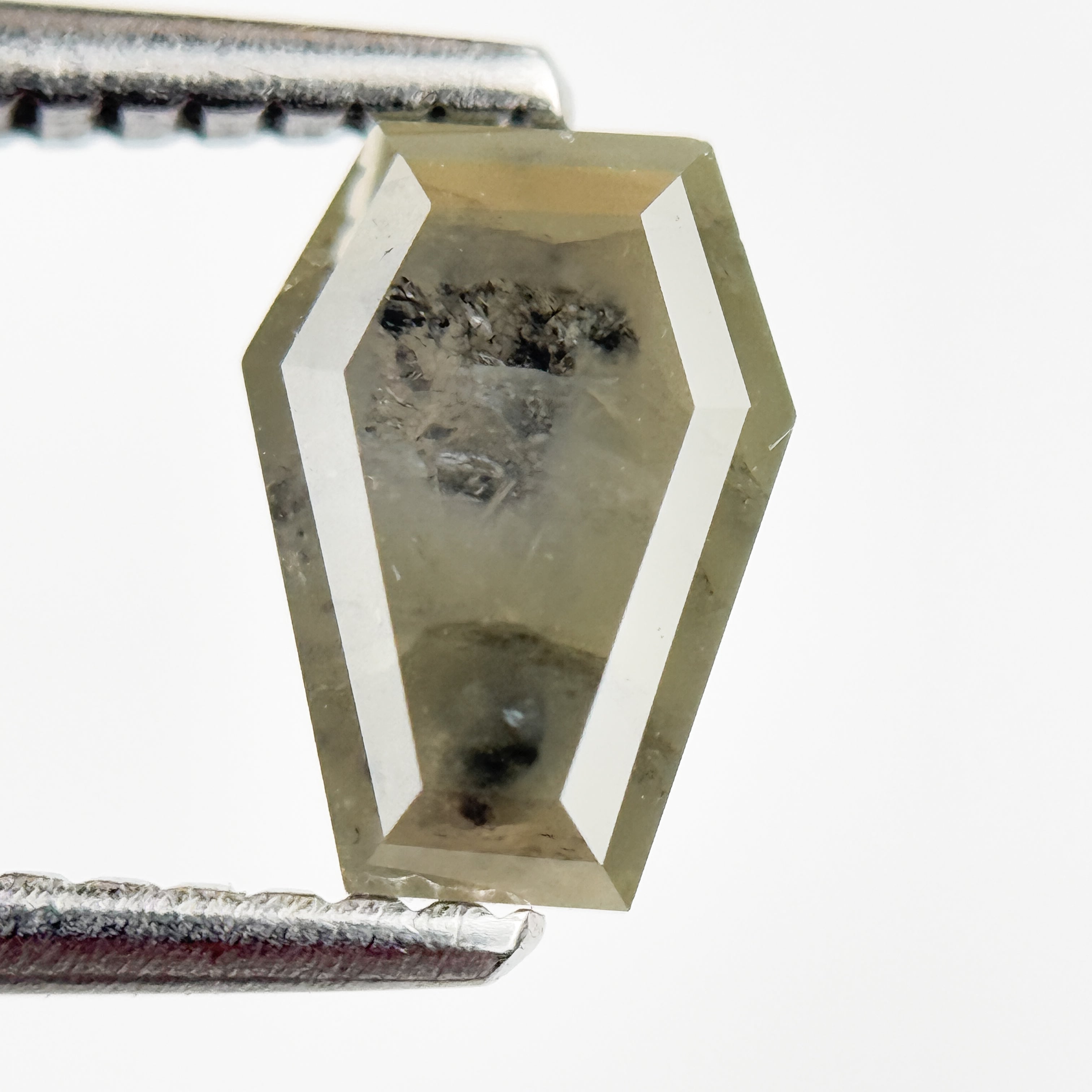 1.13 Ct Coffin Rose Cut Grey Natural Salt and Pepper Diamond
