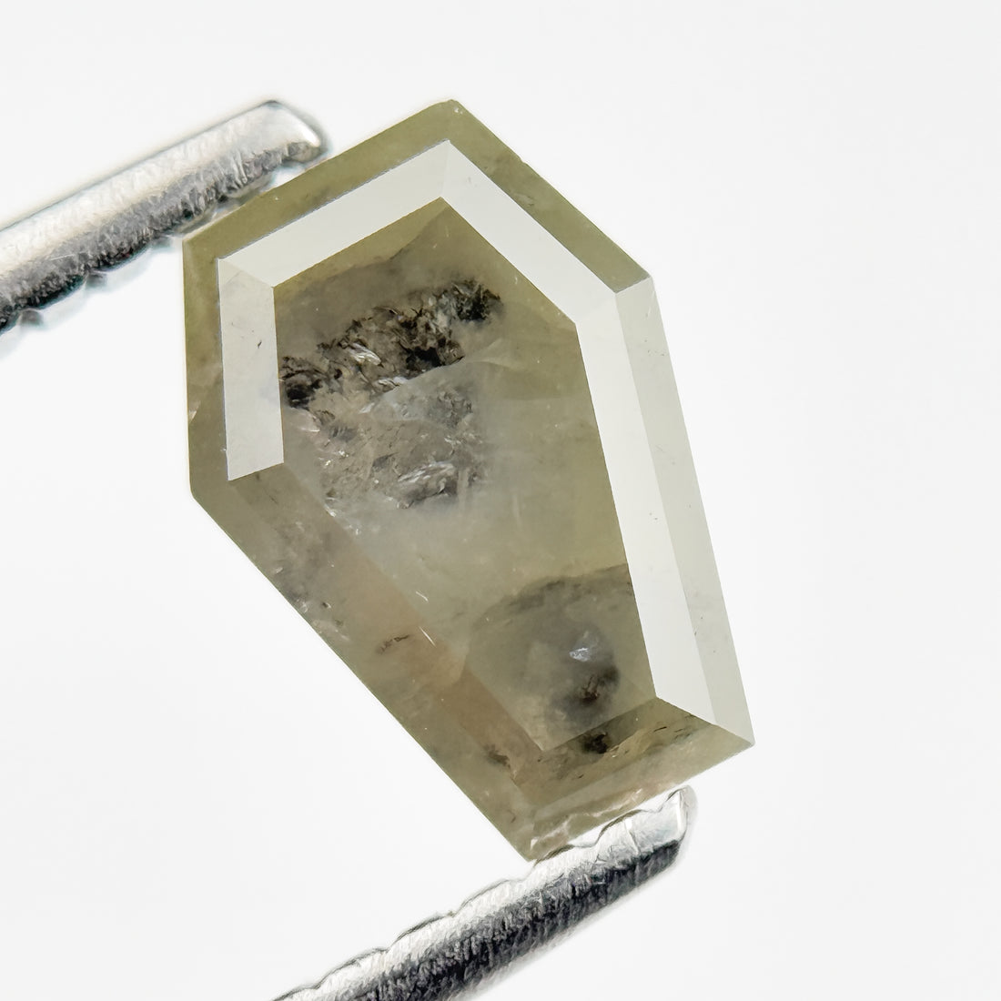 1.13 Ct Coffin Rose Cut Grey Natural Salt and Pepper Diamond