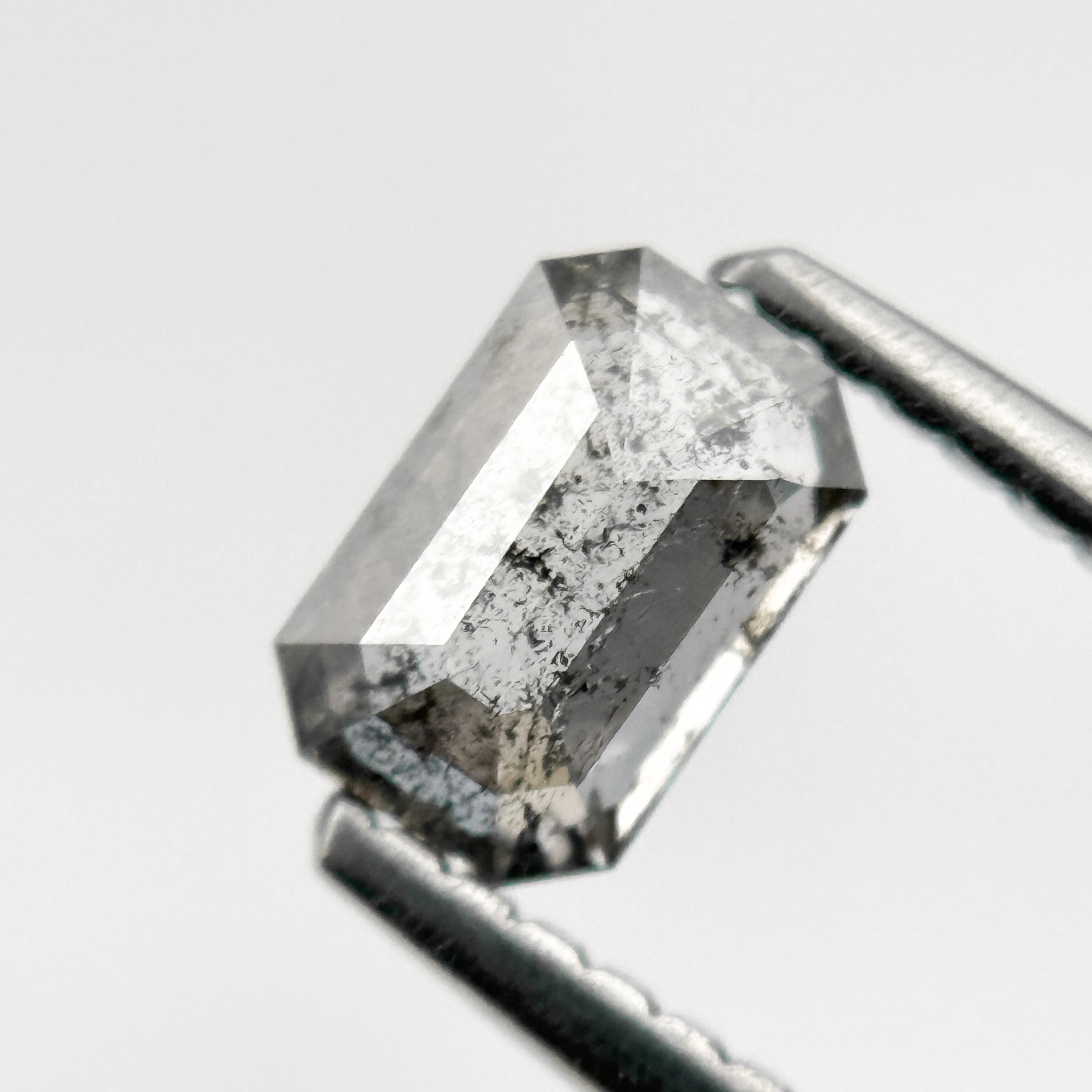 0.58 Ct Emerald Rose Cut Grey Natural Minimalist Diamond
