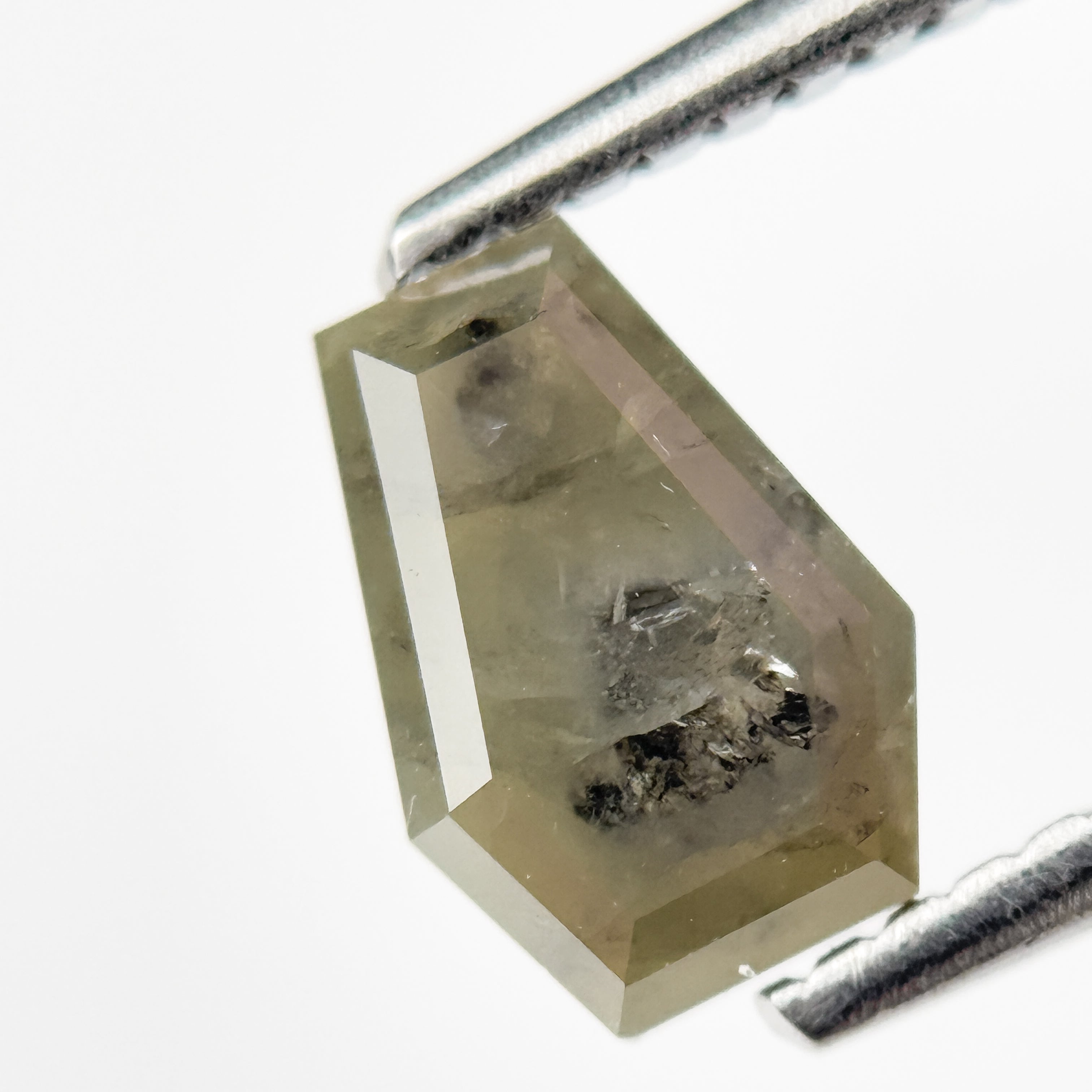 1.13 Ct Coffin Rose Cut Grey Natural Salt and Pepper Diamond
