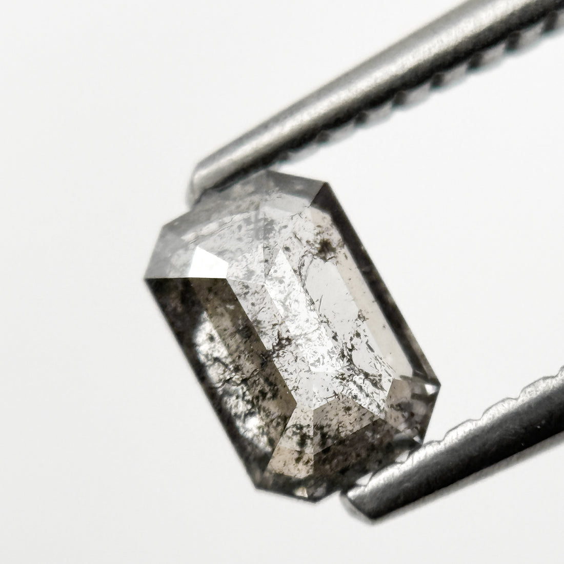 0.58 Ct Emerald Rose Cut Grey Natural Minimalist Diamond