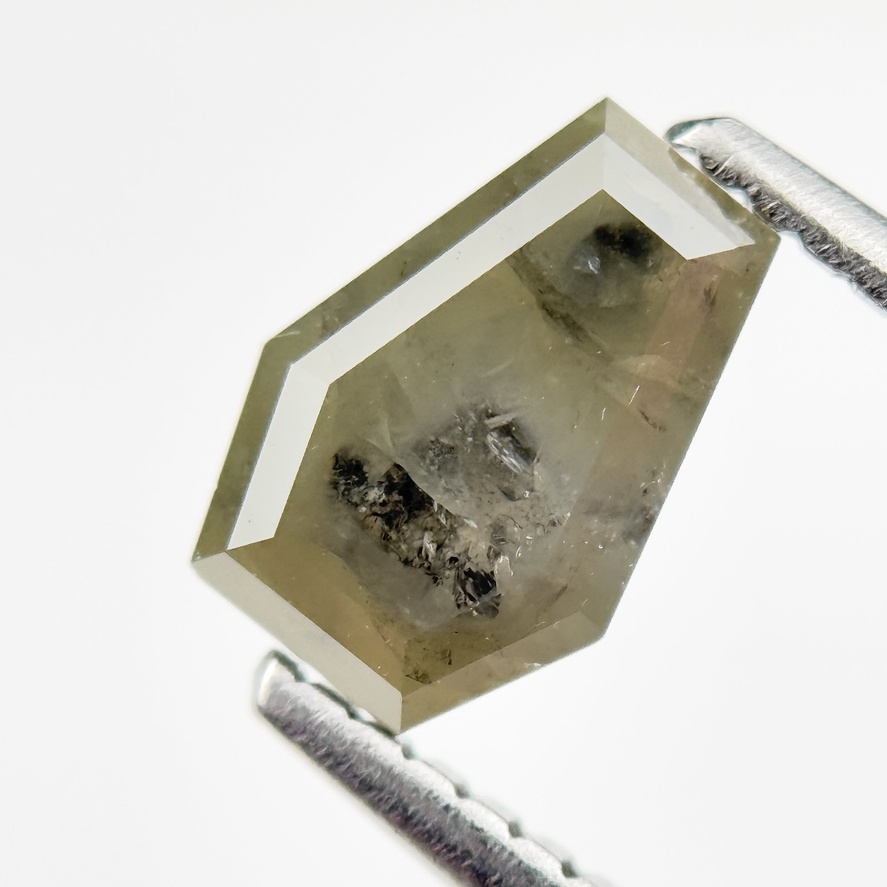 1.13 Ct Coffin Rose Cut Grey Natural Salt and Pepper Diamond