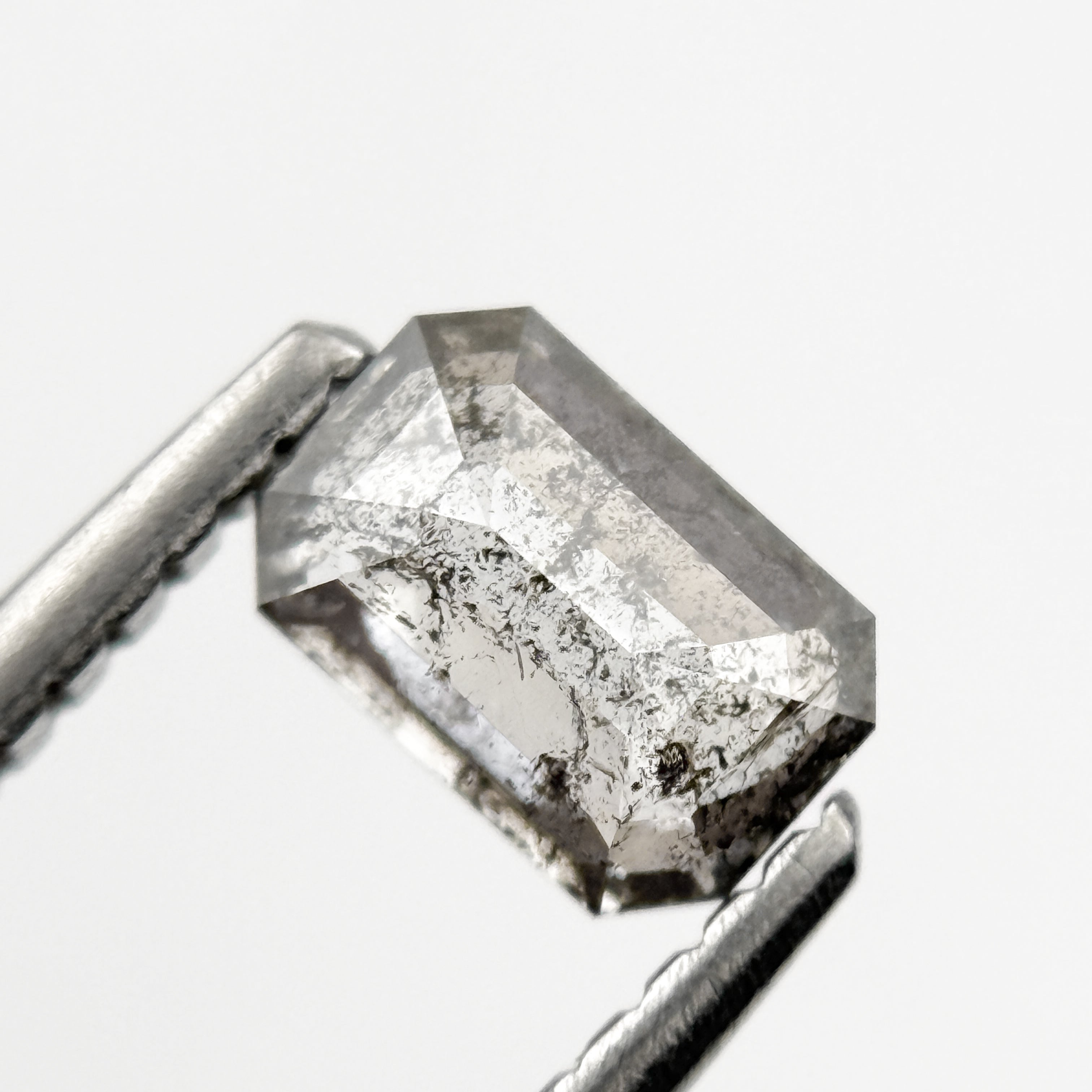 0.58 Ct Emerald Rose Cut Grey Natural Minimalist Diamond