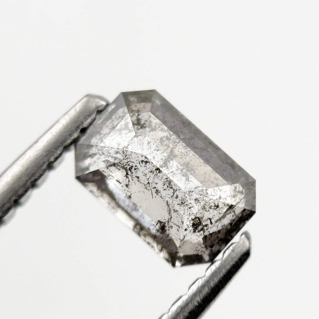 0.58 Ct Emerald Rose Cut Grey Natural Minimalist Diamond