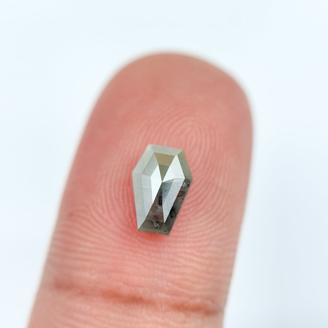 1.13 Ct Coffin Rose Cut Grey Natural Salt and Pepper Diamond