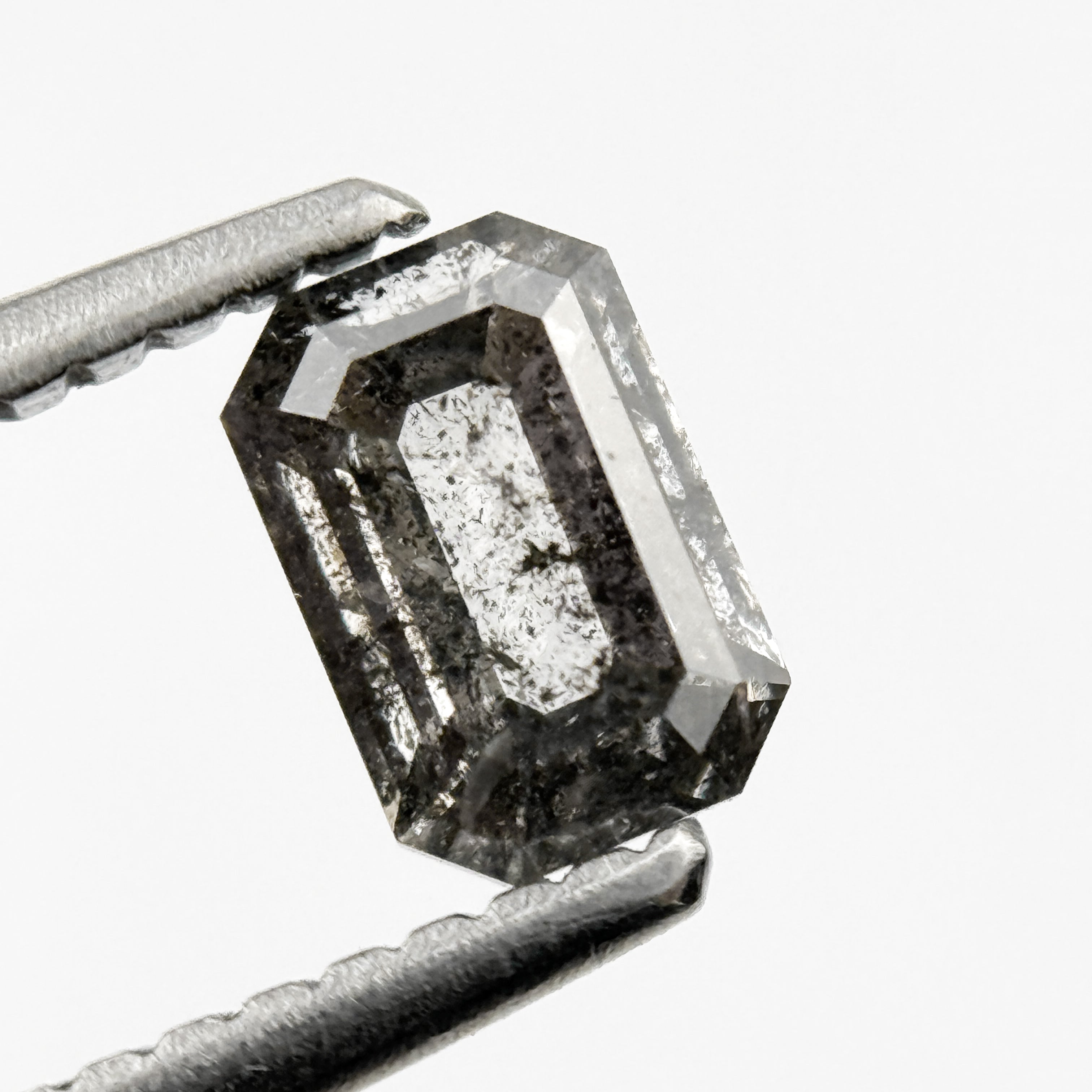 0.58 Ct Emerald Rose Cut Grey Natural Minimalist Diamond