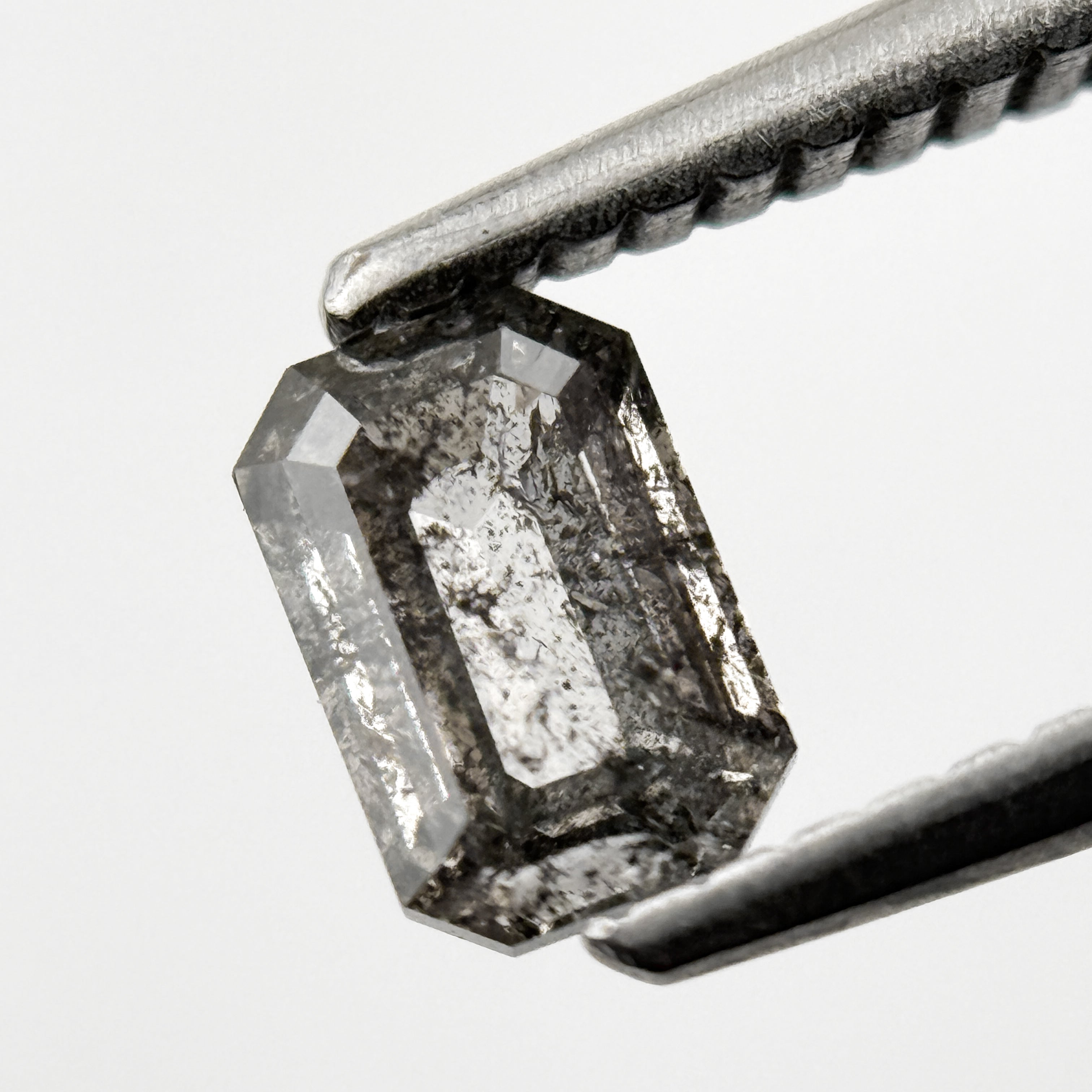 0.58 Ct Emerald Rose Cut Grey Natural Minimalist Diamond