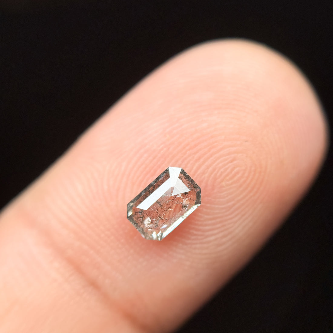 0.58 Ct Emerald Rose Cut Grey Natural Minimalist Diamond