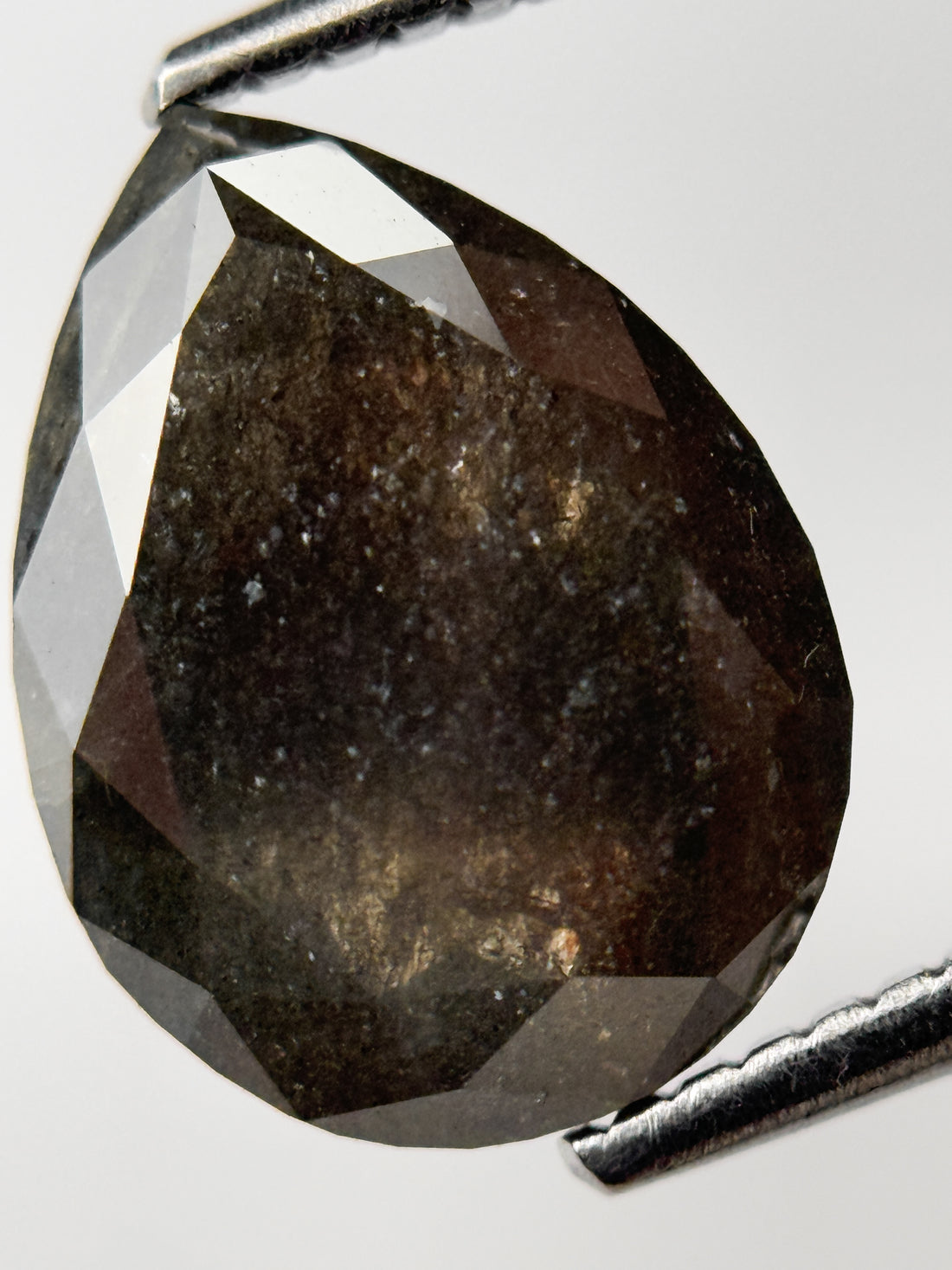 3.37 Ct Pear Rose Cut Grey Natural Salt and Pepper Diamond