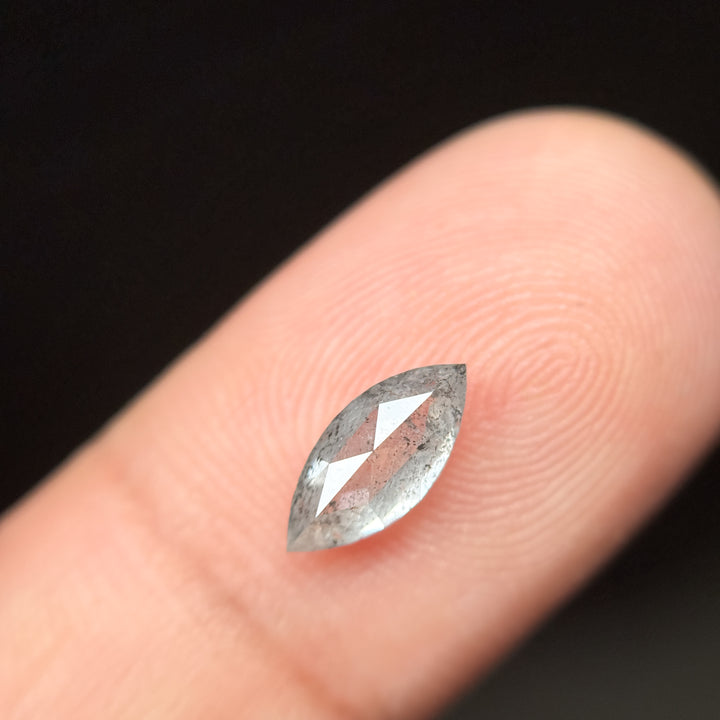 1.02 Ct Marquise Rose Cut Grey Natural Galaxy Diamond