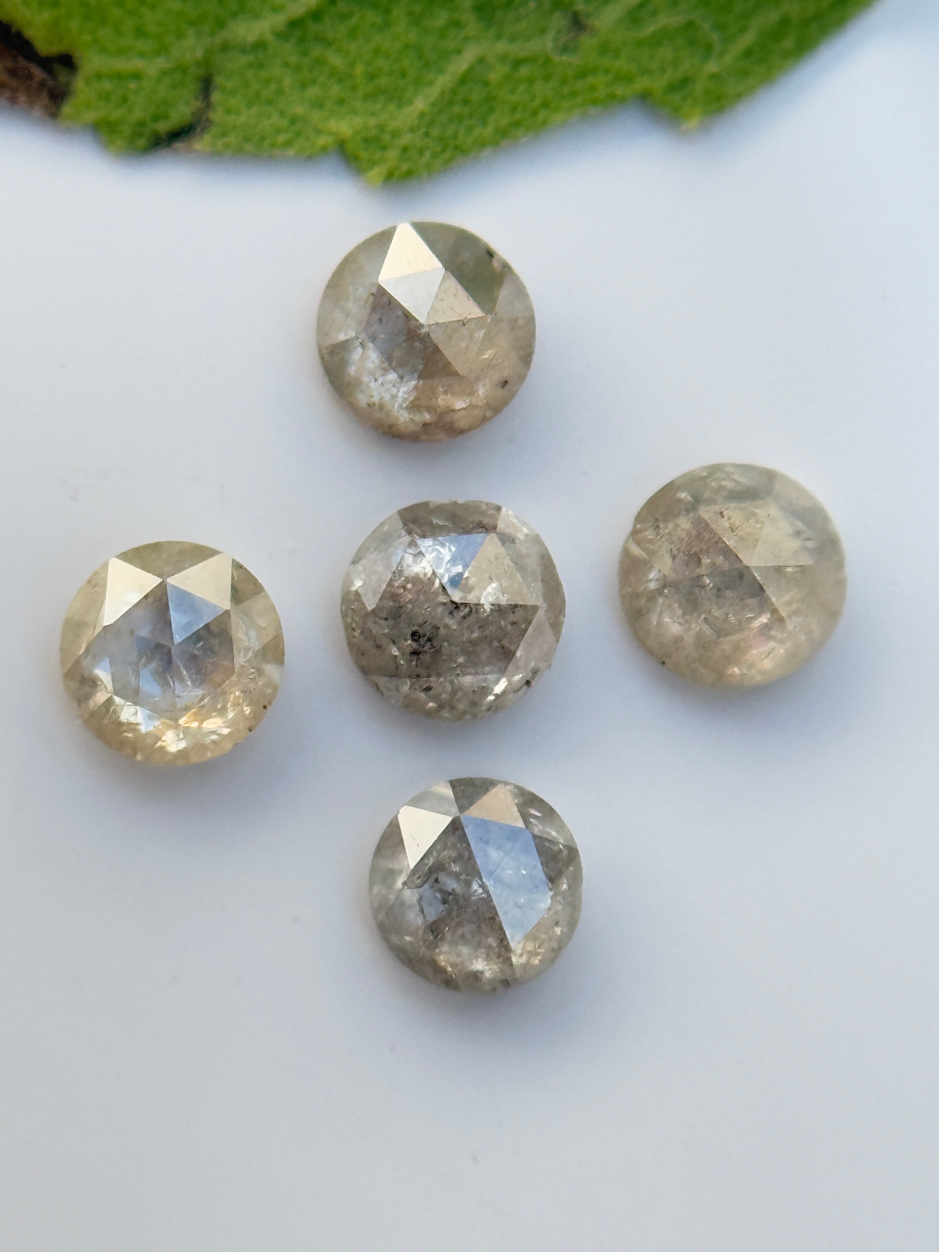 0.15 Ct Round Rose Cut Grey Natural Minimalist Diamond