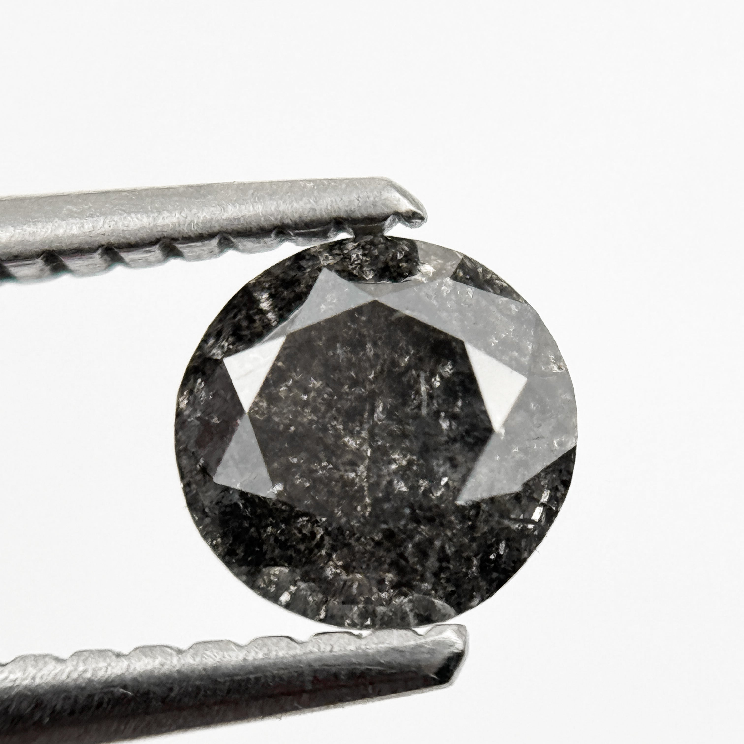 0.68 Ct Round Brilliant Cut Grey Natural Galaxy Diamond