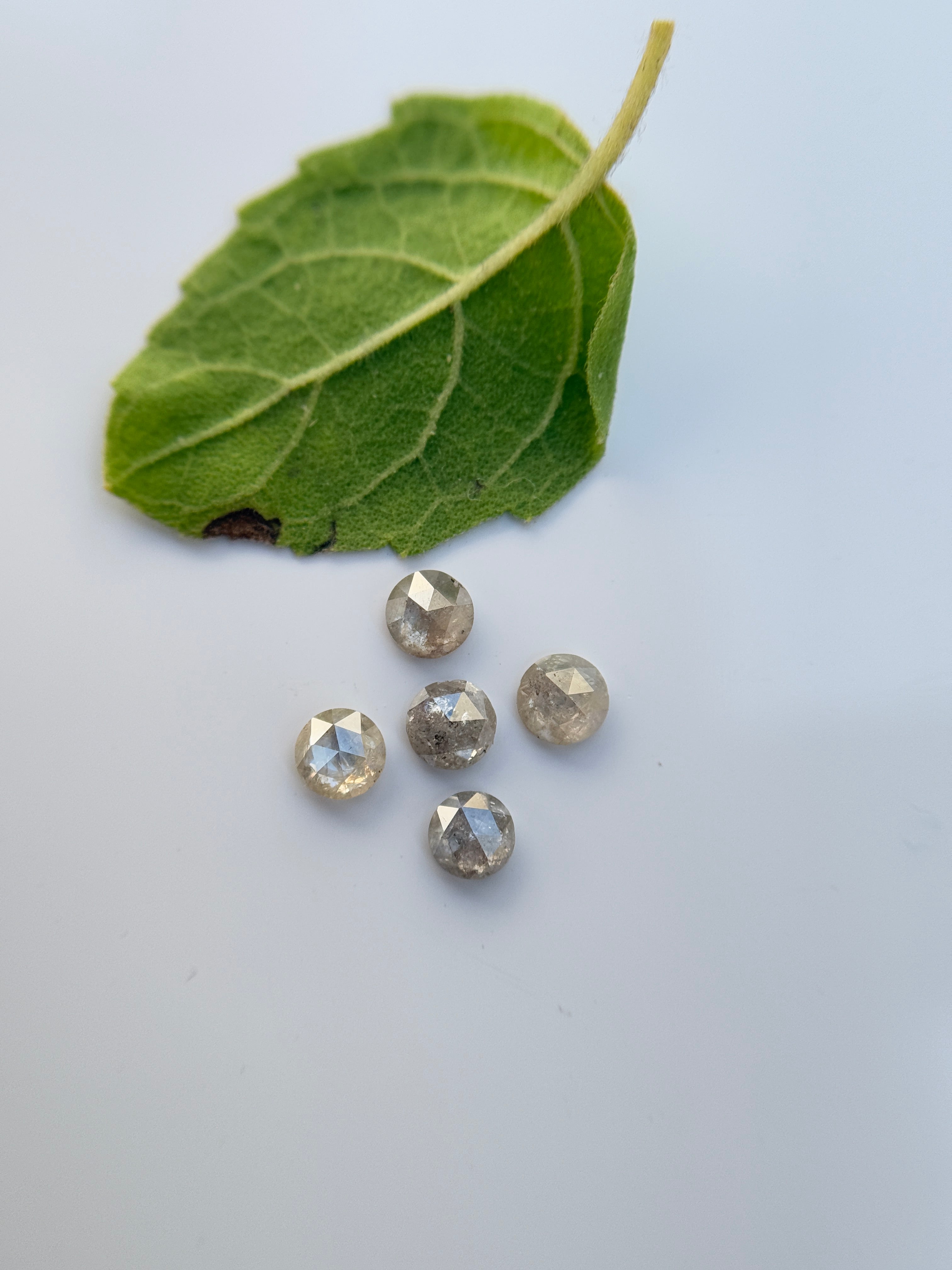 0.15 Ct Round Rose Cut Grey Natural Minimalist Diamond