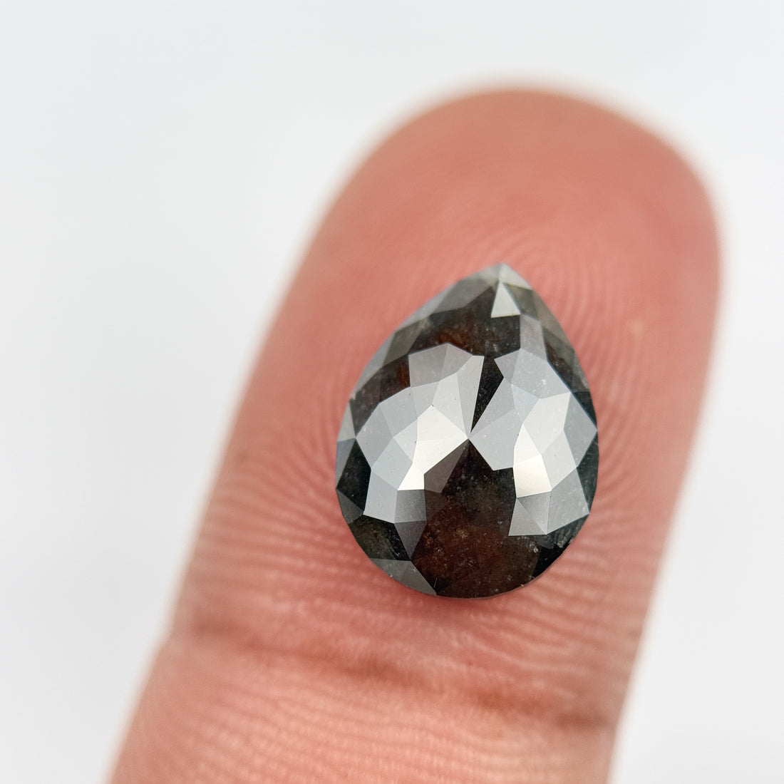 3.37 Ct Pear Rose Cut Grey Natural Salt and Pepper Diamond