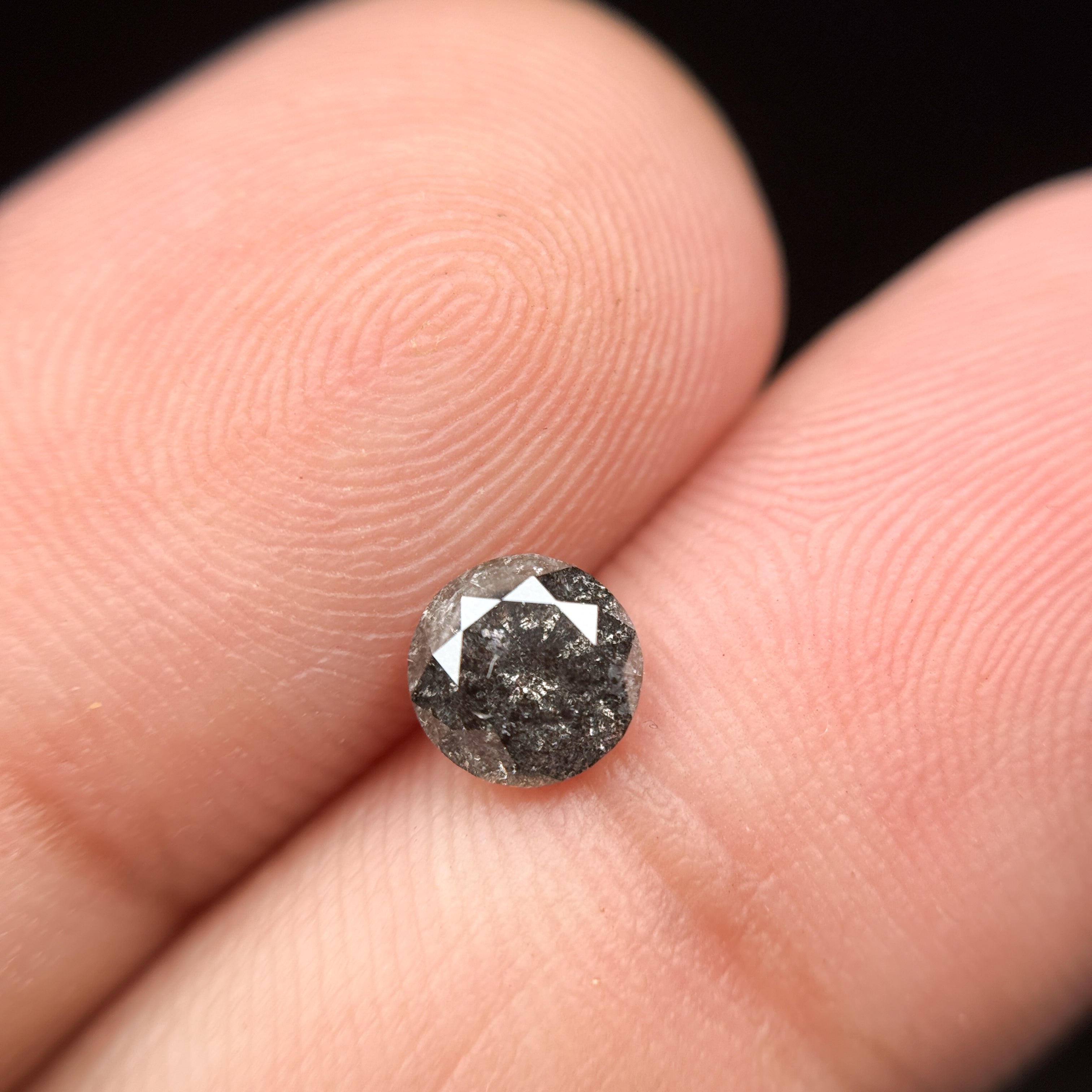 0.68 Ct Round Brilliant Cut Grey Natural Galaxy Diamond