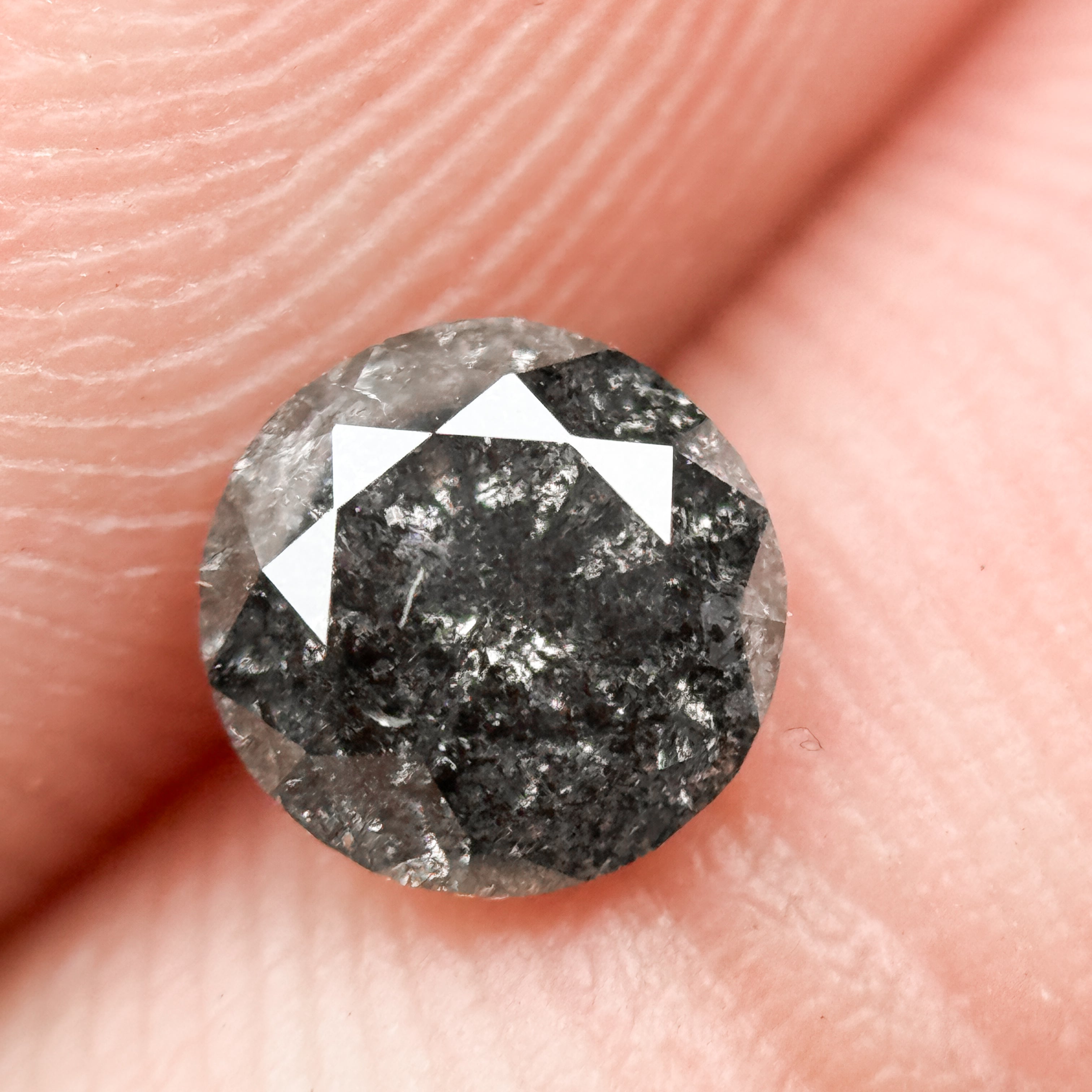 0.68 Ct Round Brilliant Cut Grey Natural Galaxy Diamond