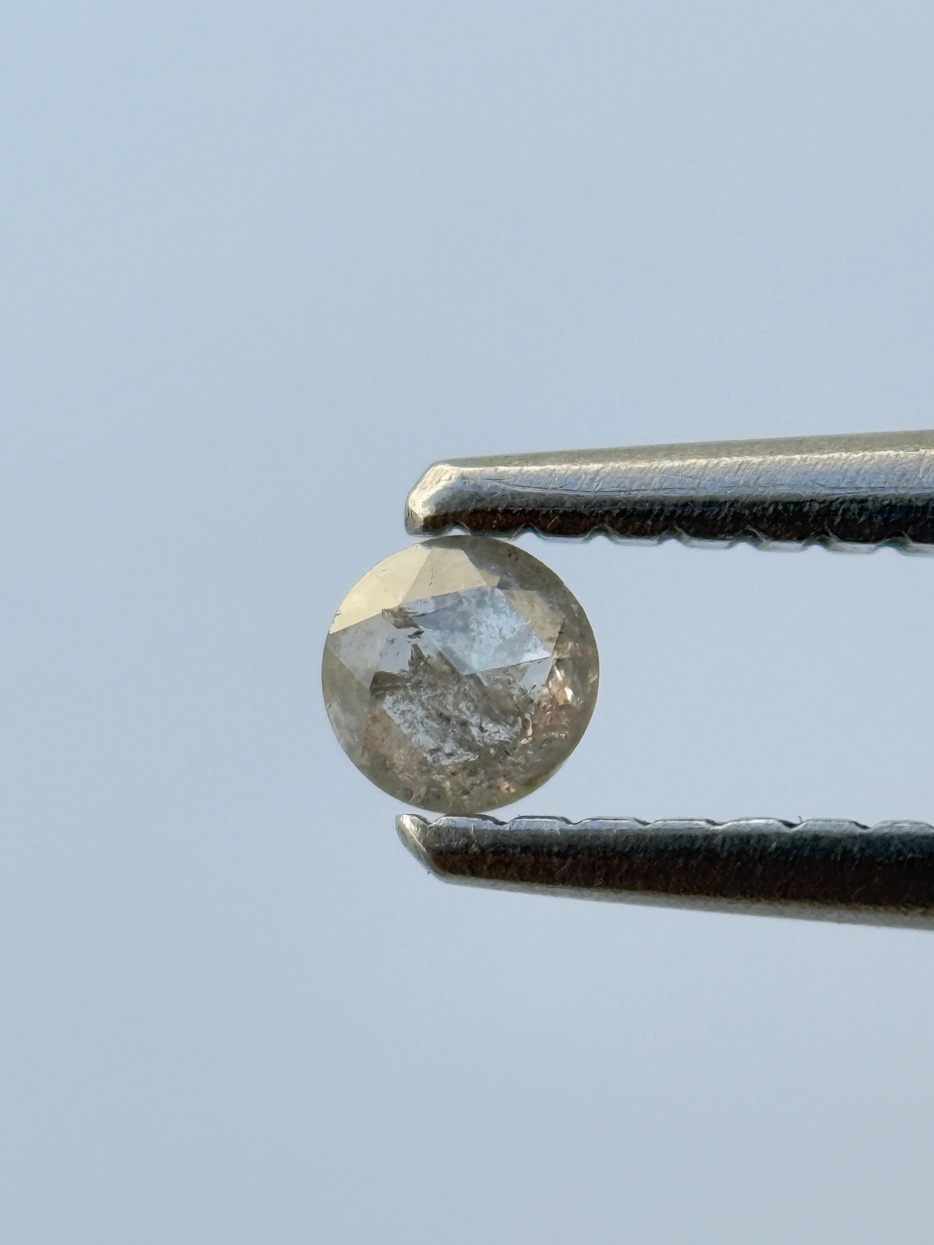 0.15 Ct Round Rose Cut Grey Natural Minimalist Diamond
