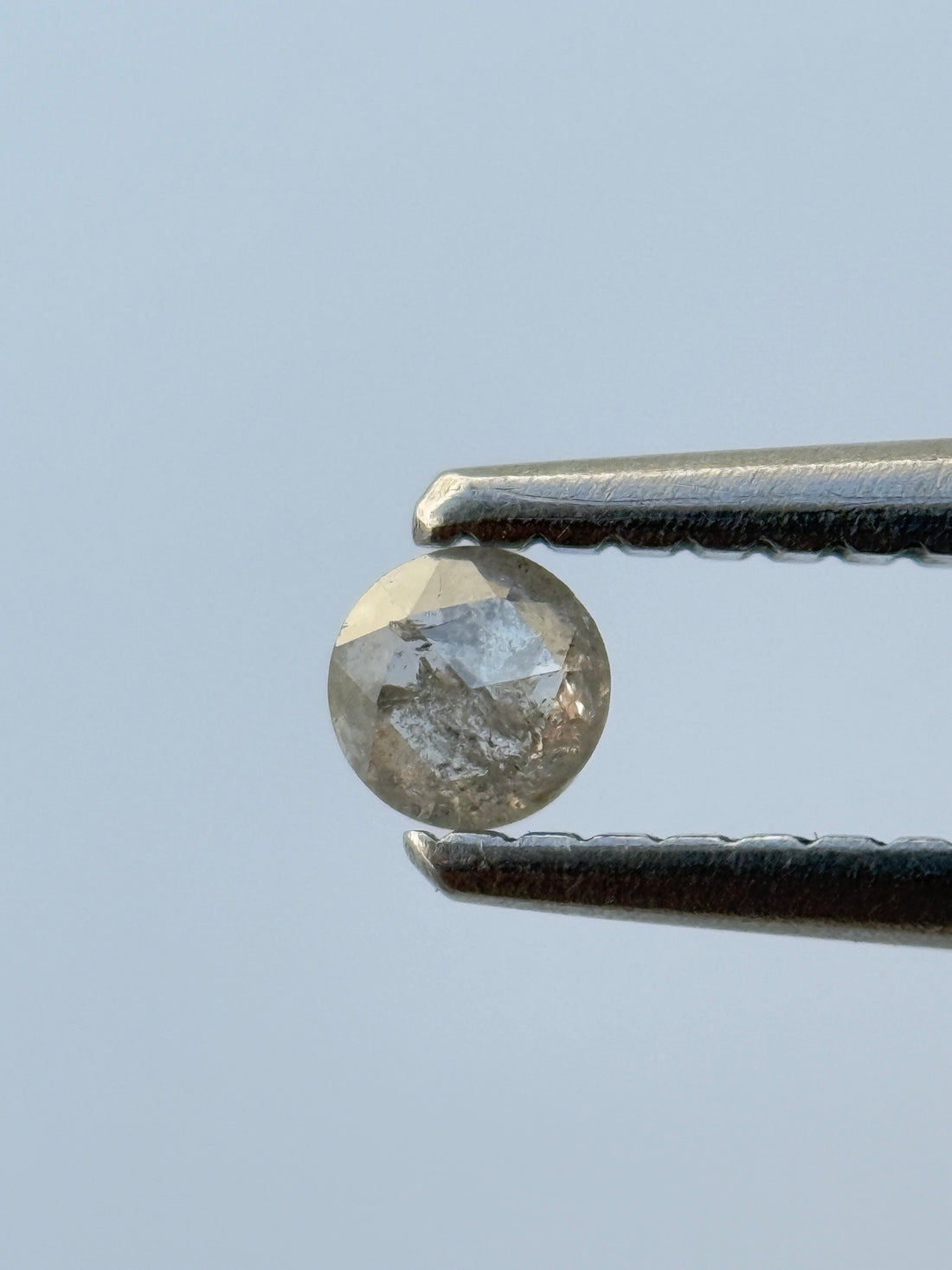 0.15 Ct Round Rose Cut Grey Natural Minimalist Diamond