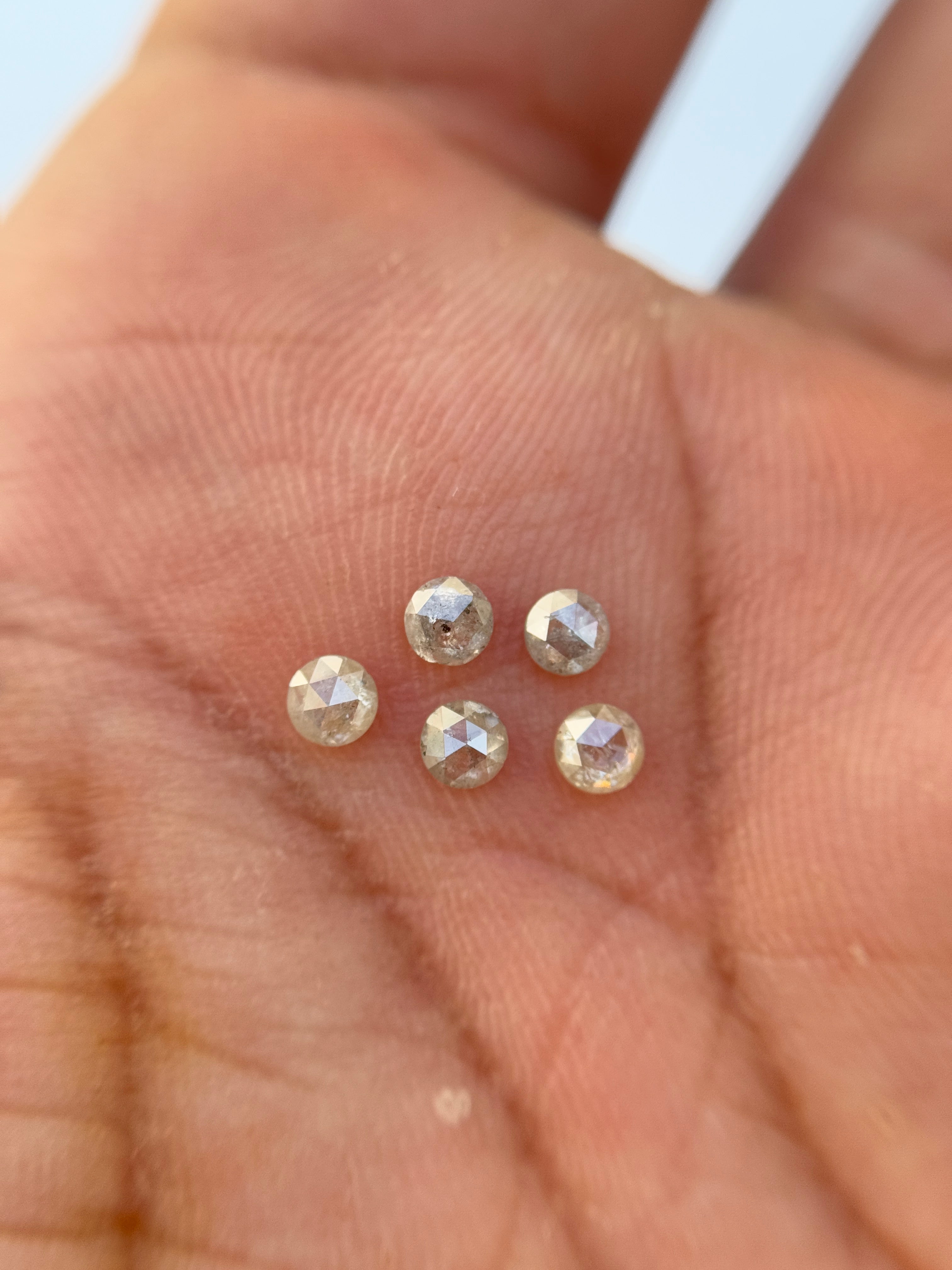 0.15 Ct Round Rose Cut Grey Natural Minimalist Diamond