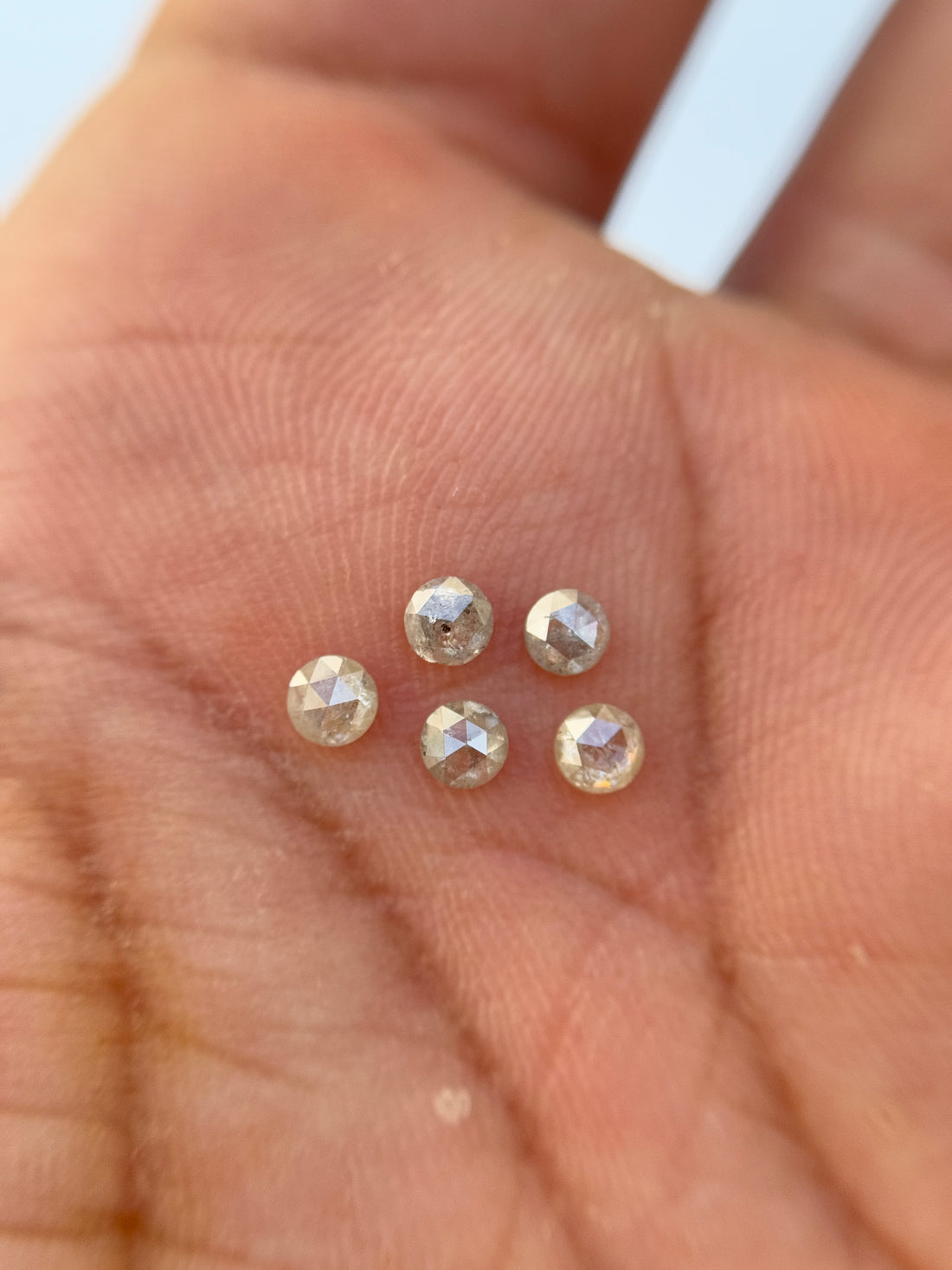 0.15 Ct Round Rose Cut Grey Natural Minimalist Diamond