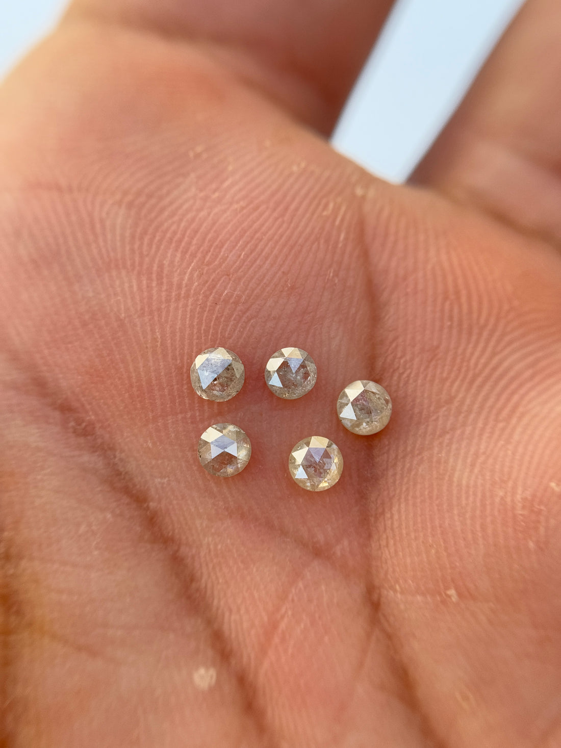 0.15 Ct Round Rose Cut Grey Natural Minimalist Diamond